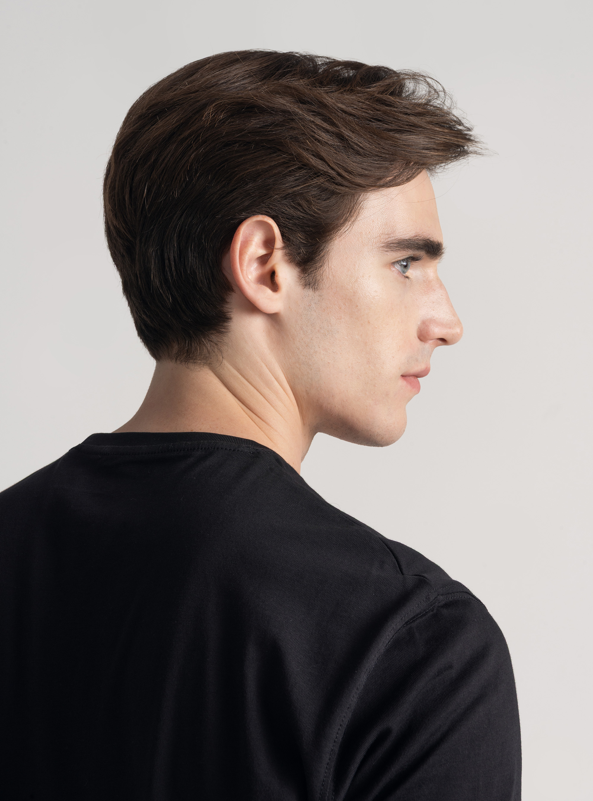 T-shirt mezza manica in cotone Supima, NERO