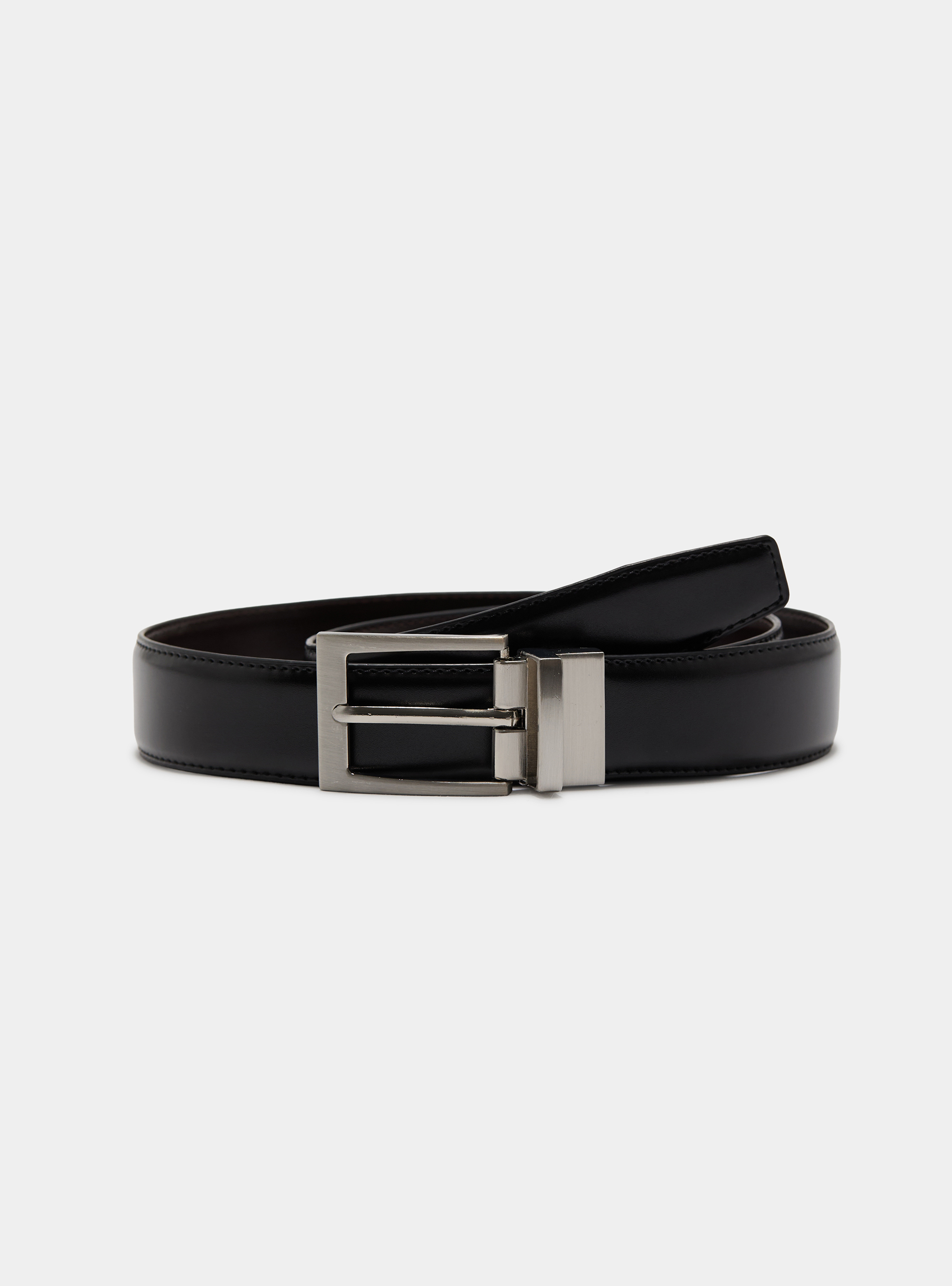 Cintura classica in pelle reversibile, NERO
