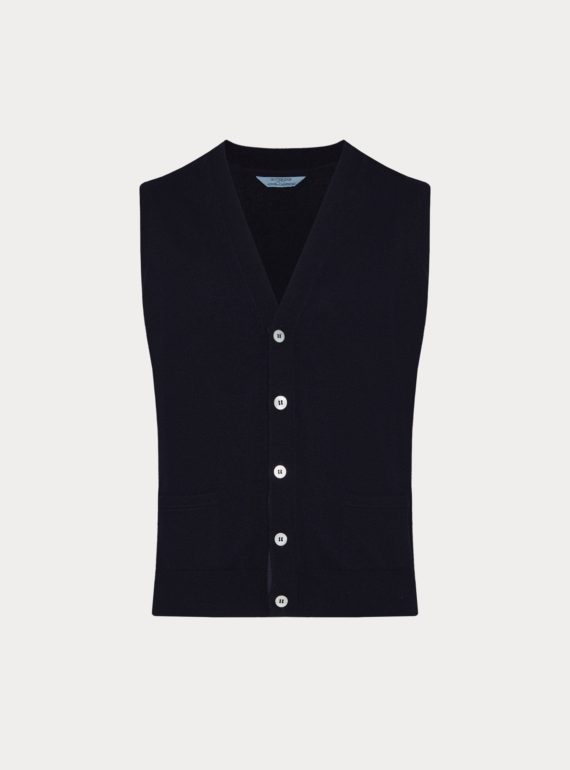 Gilet in puro cashmere con bottoni, BLU NAVY
