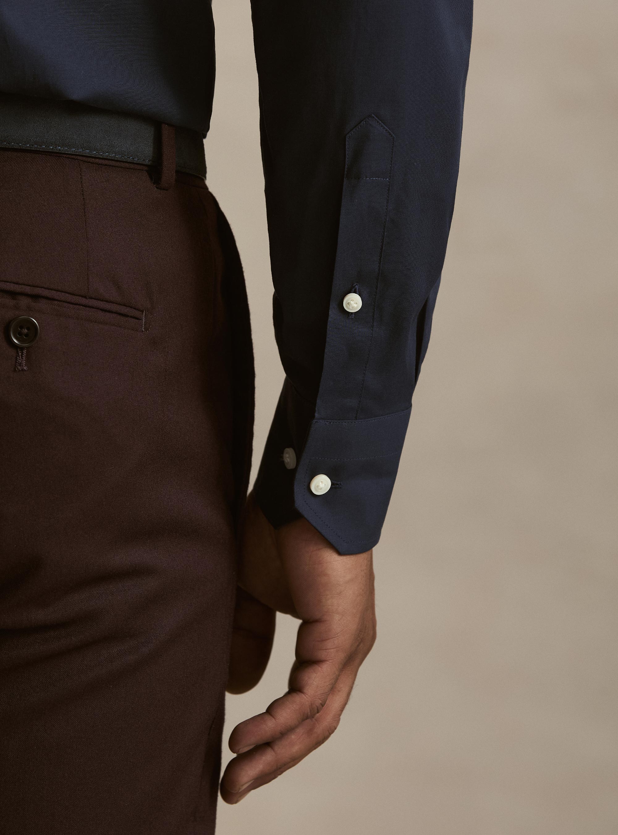 Camicia in cotone popeline stretch, BLU NAVY