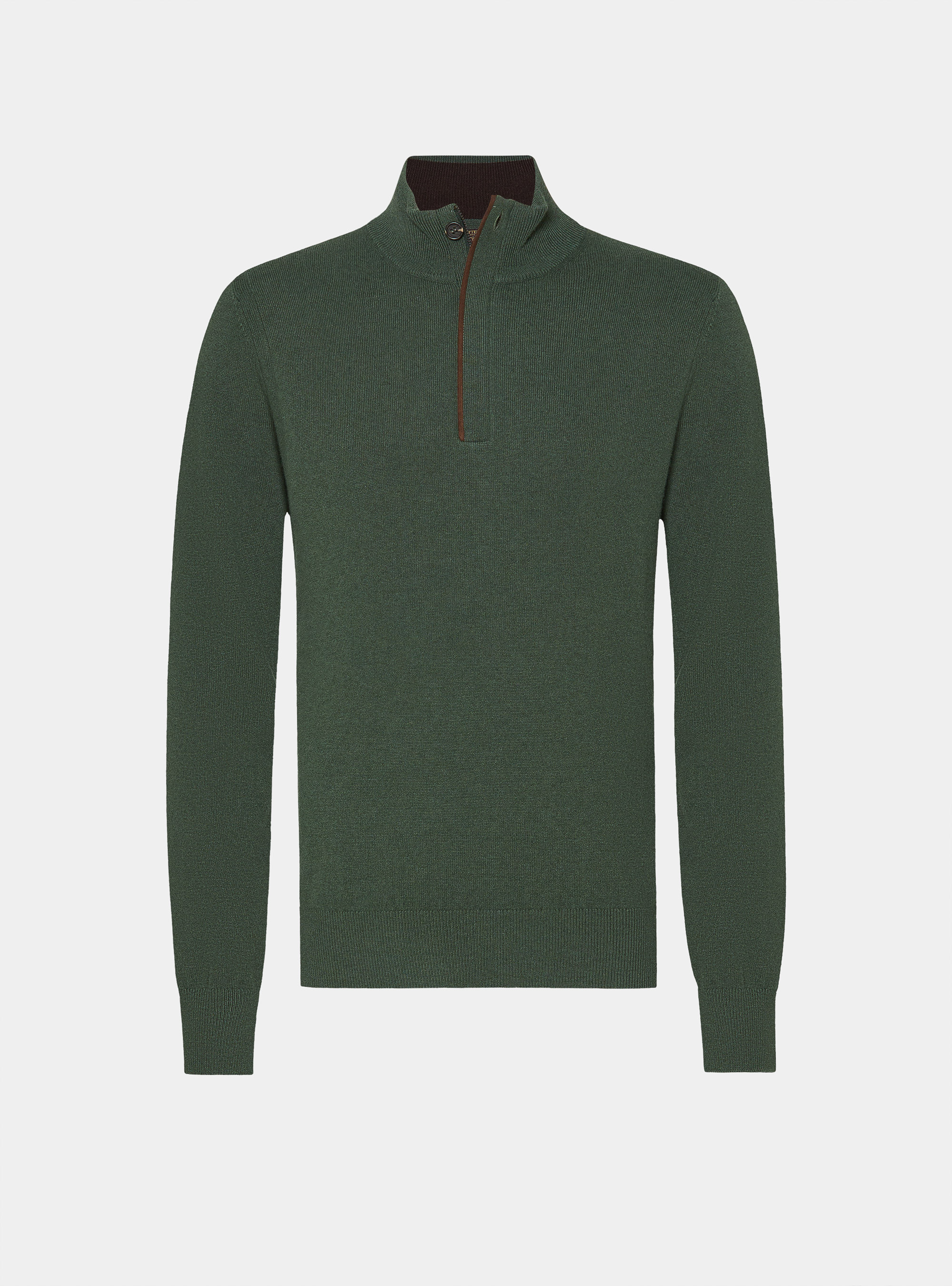 Maglia mezza zip in lana lambswool e cashmere, MILITARE 0609C