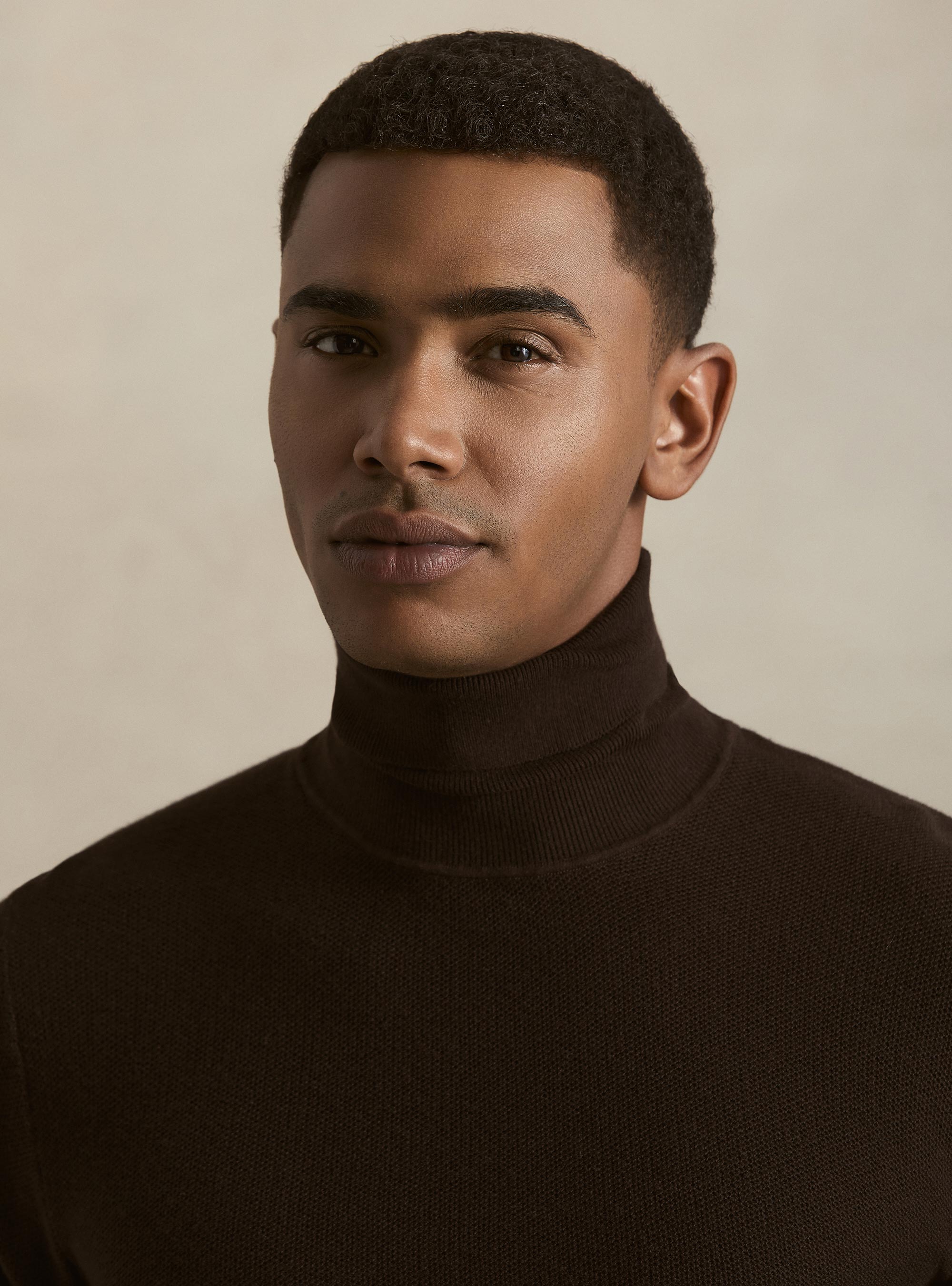 Dolcevita in maglia nido d'ape in cotone e cashmere, MARRONE