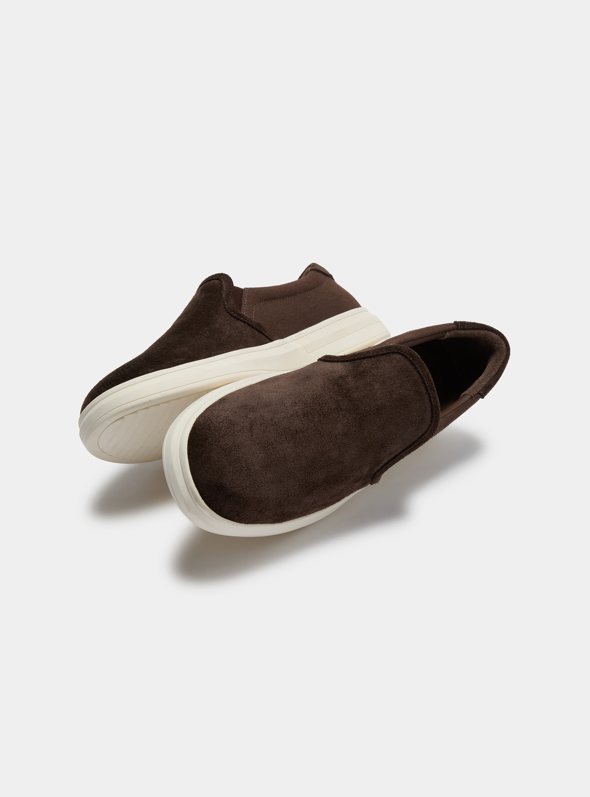 Slip on in suede e canvas, MARRONE