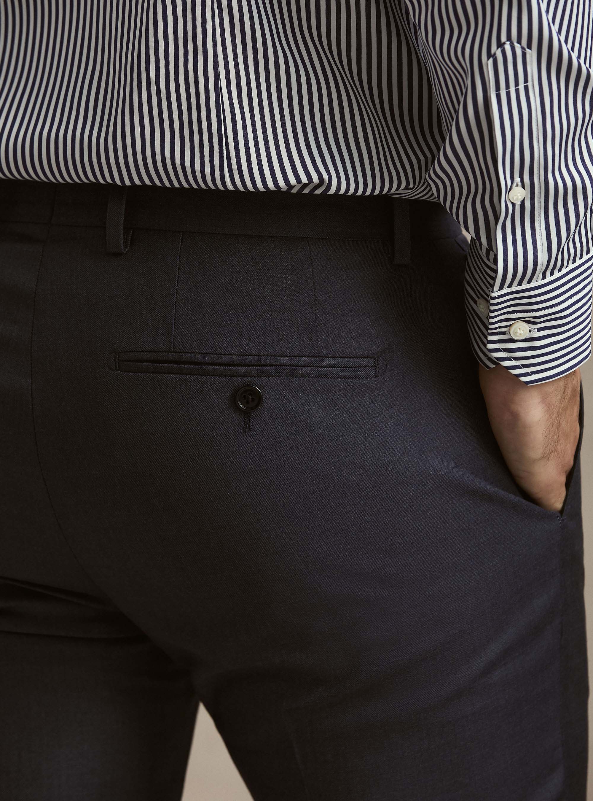 Pantaloni per abito in pura lana Vitale Barberis Canonico, INCHIOSTRO