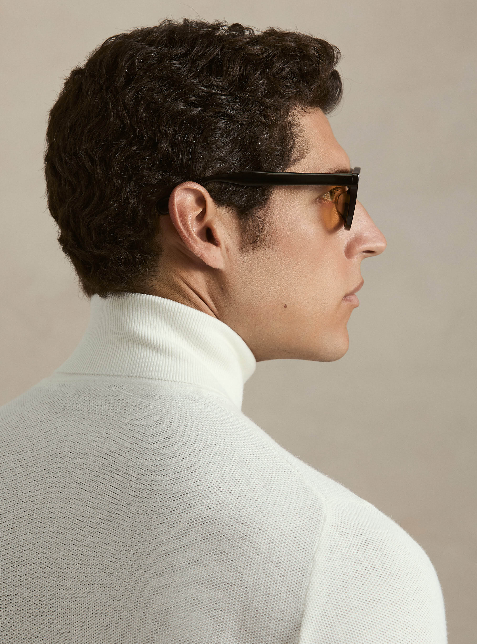 Dolcevita in maglia nido d'ape in cotone e cashmere, BIANCO