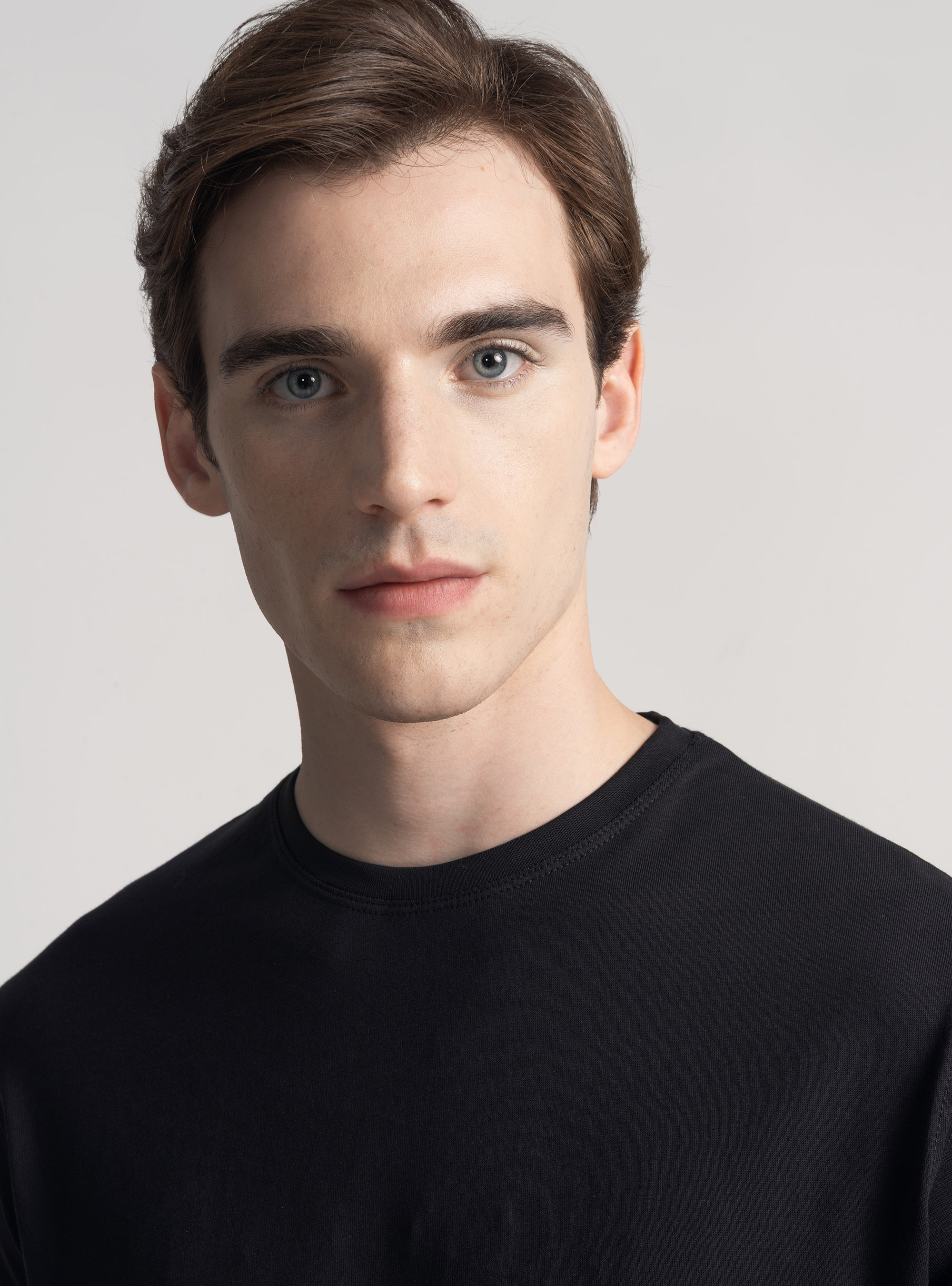 T-shirt mezza manica in cotone Supima, NERO