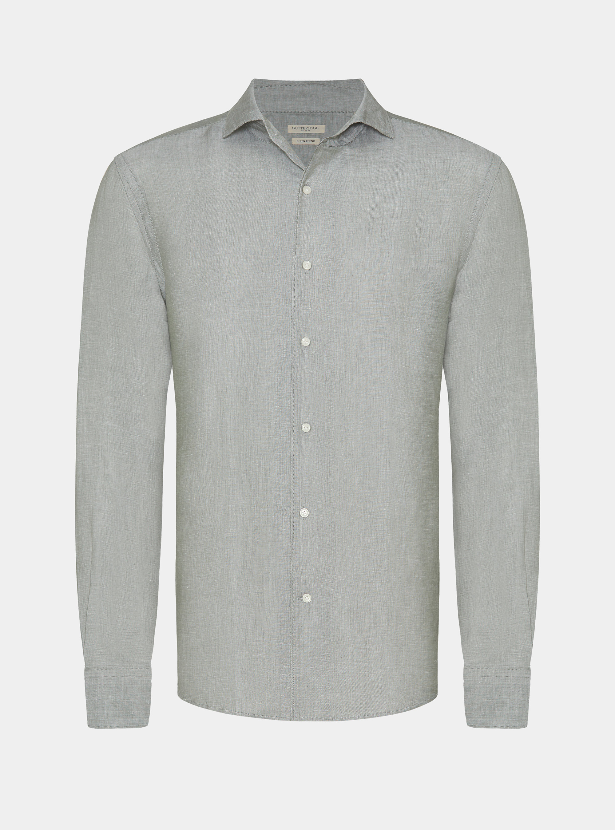 Camicia in misto lino con paramontura, SALVIA 0602C