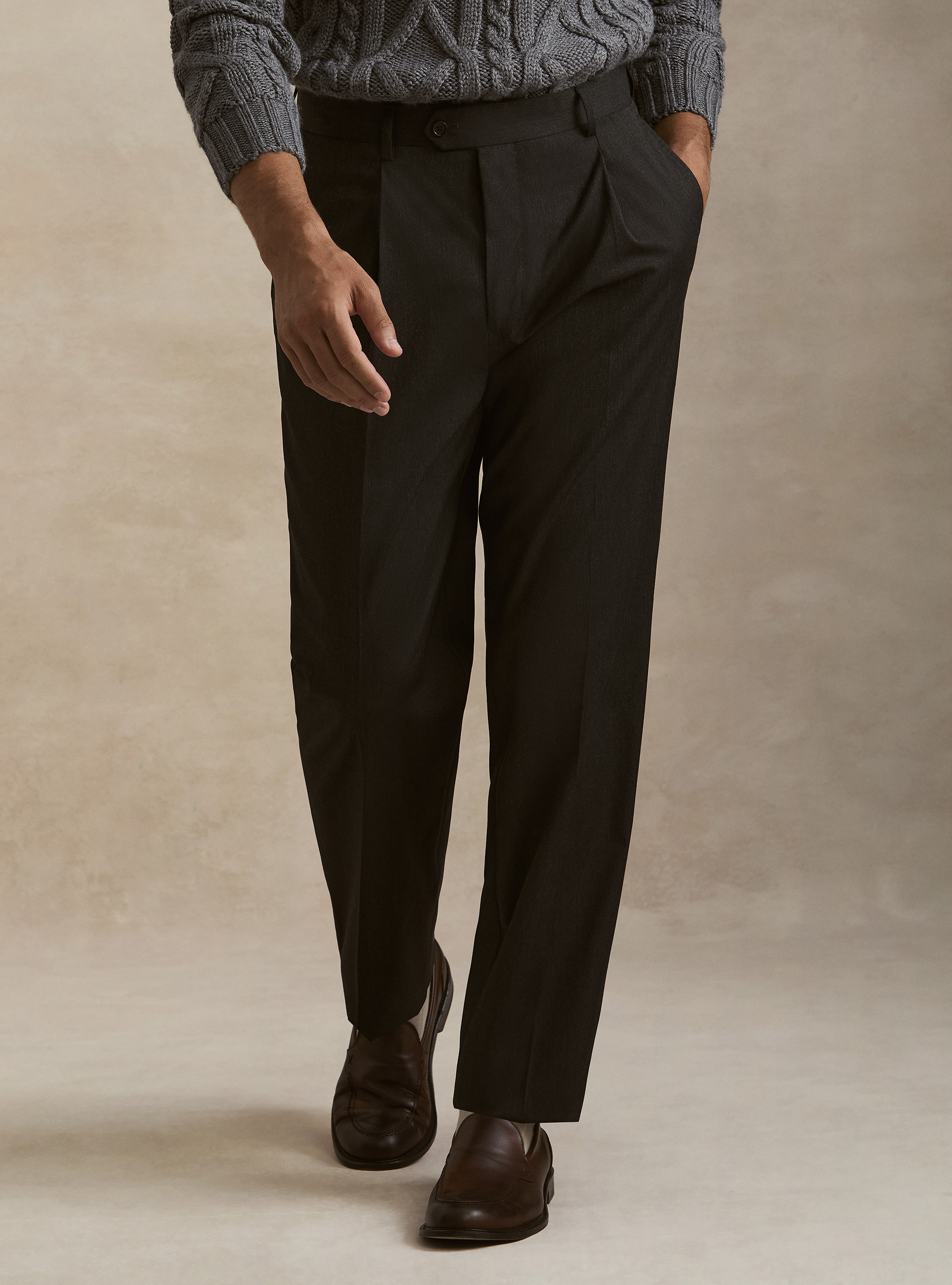 Pantaloni wide leg con pince, ASFALTO