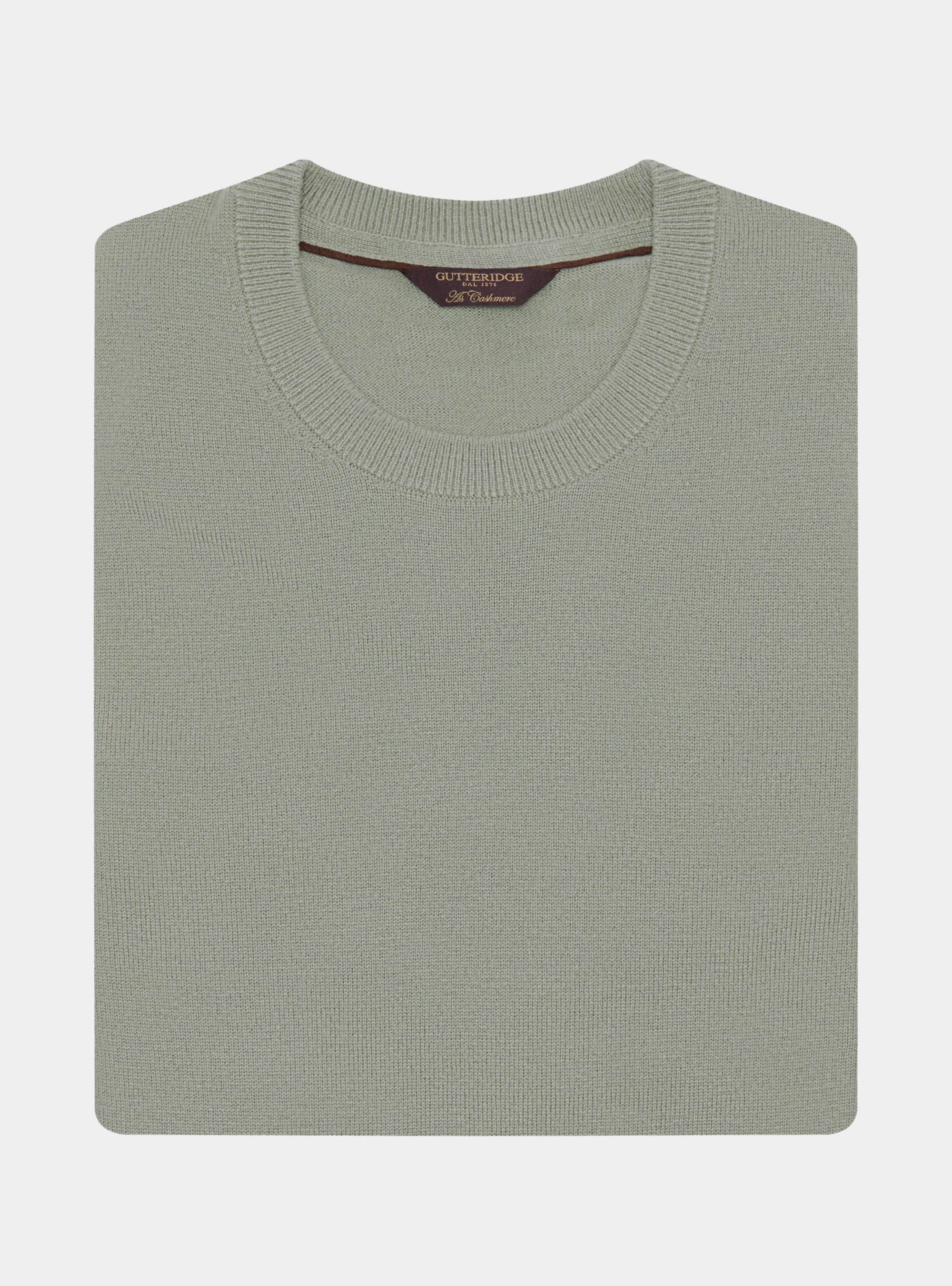 Girocollo in maglia in lana e cashmere, VERDE GIADA 0655C