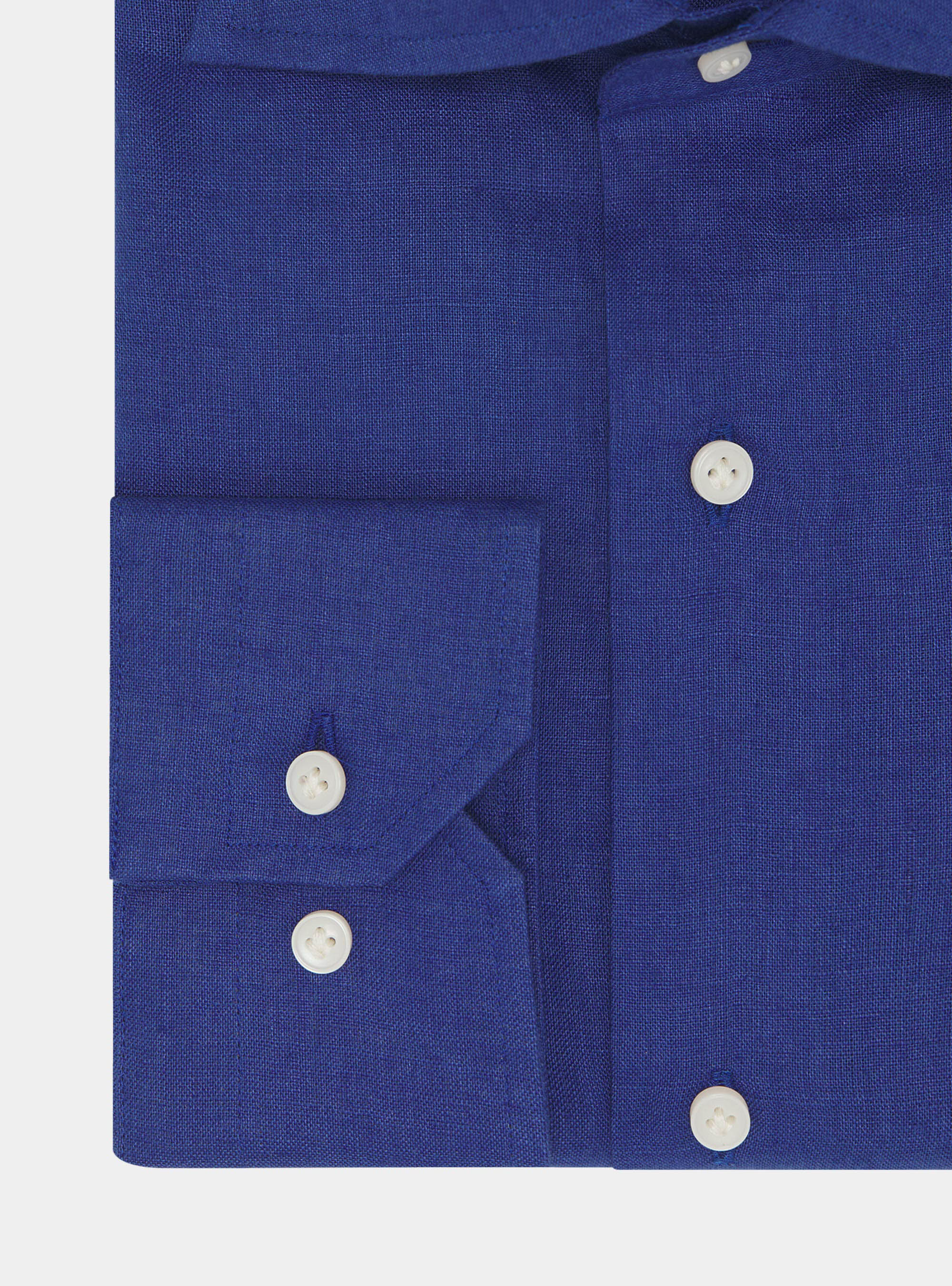 Camicia collo italiano in puro lino, BLU
