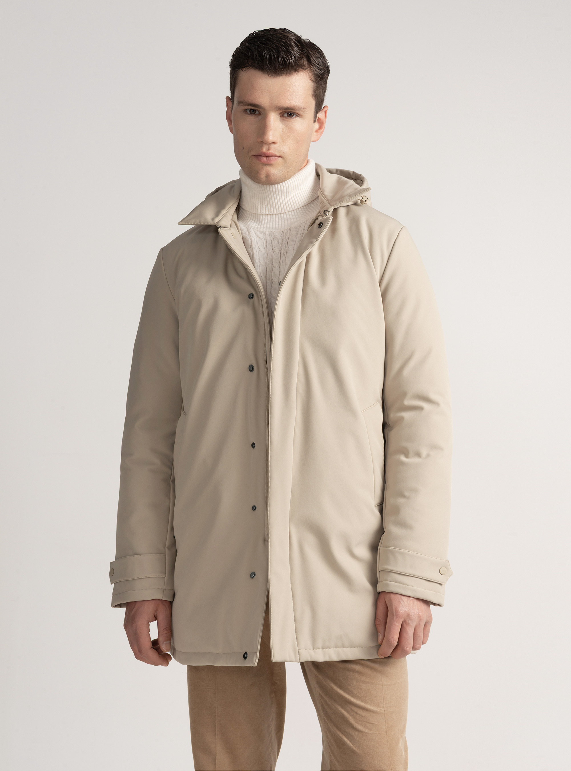 Parka tecnico con cappuccio, SABBIA