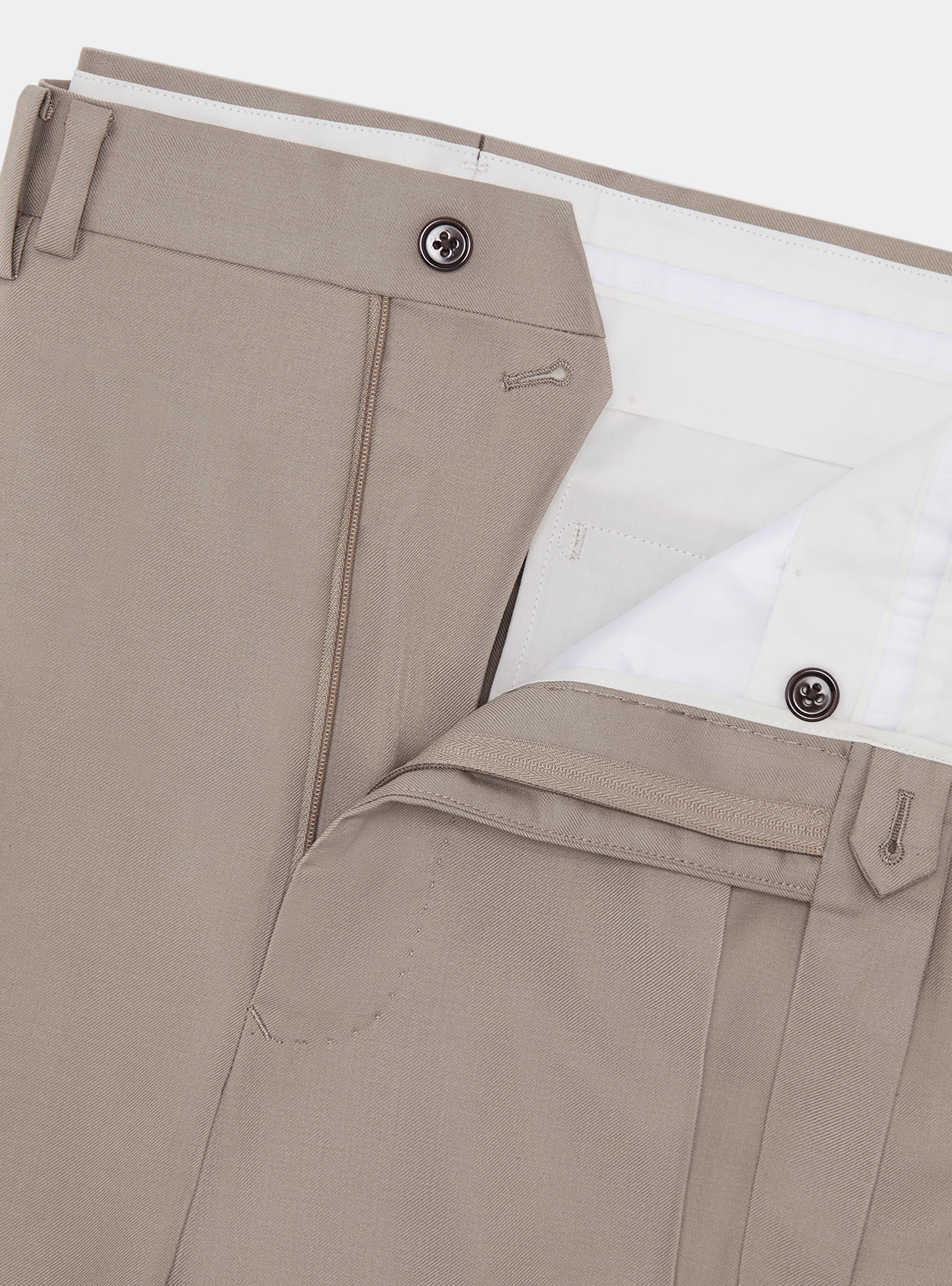 Pantaloni con pince in lana Vitale Barberis Canonico, FANGO