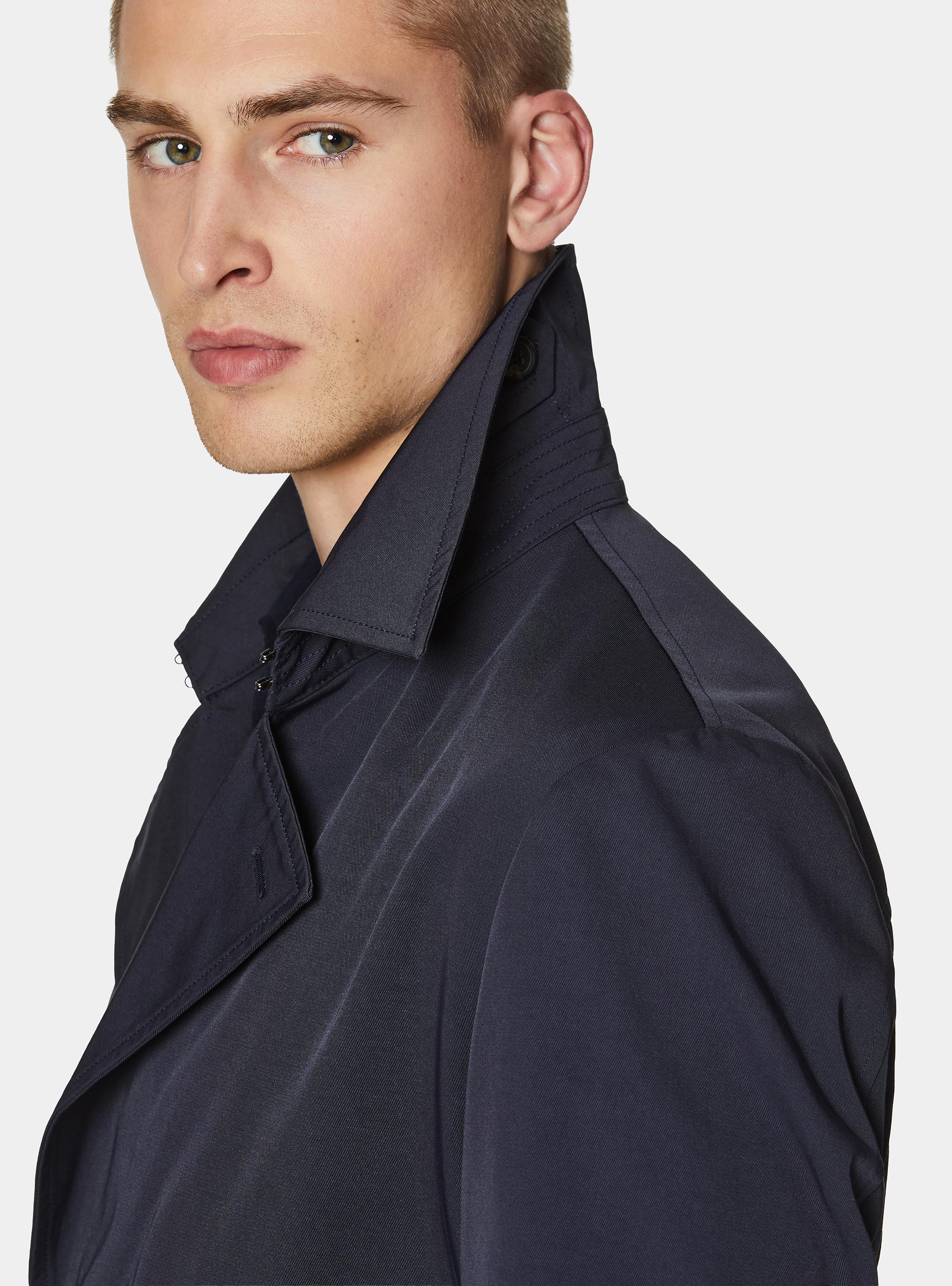 Trench doppiopetto in twill di cotone, BLU NAVY