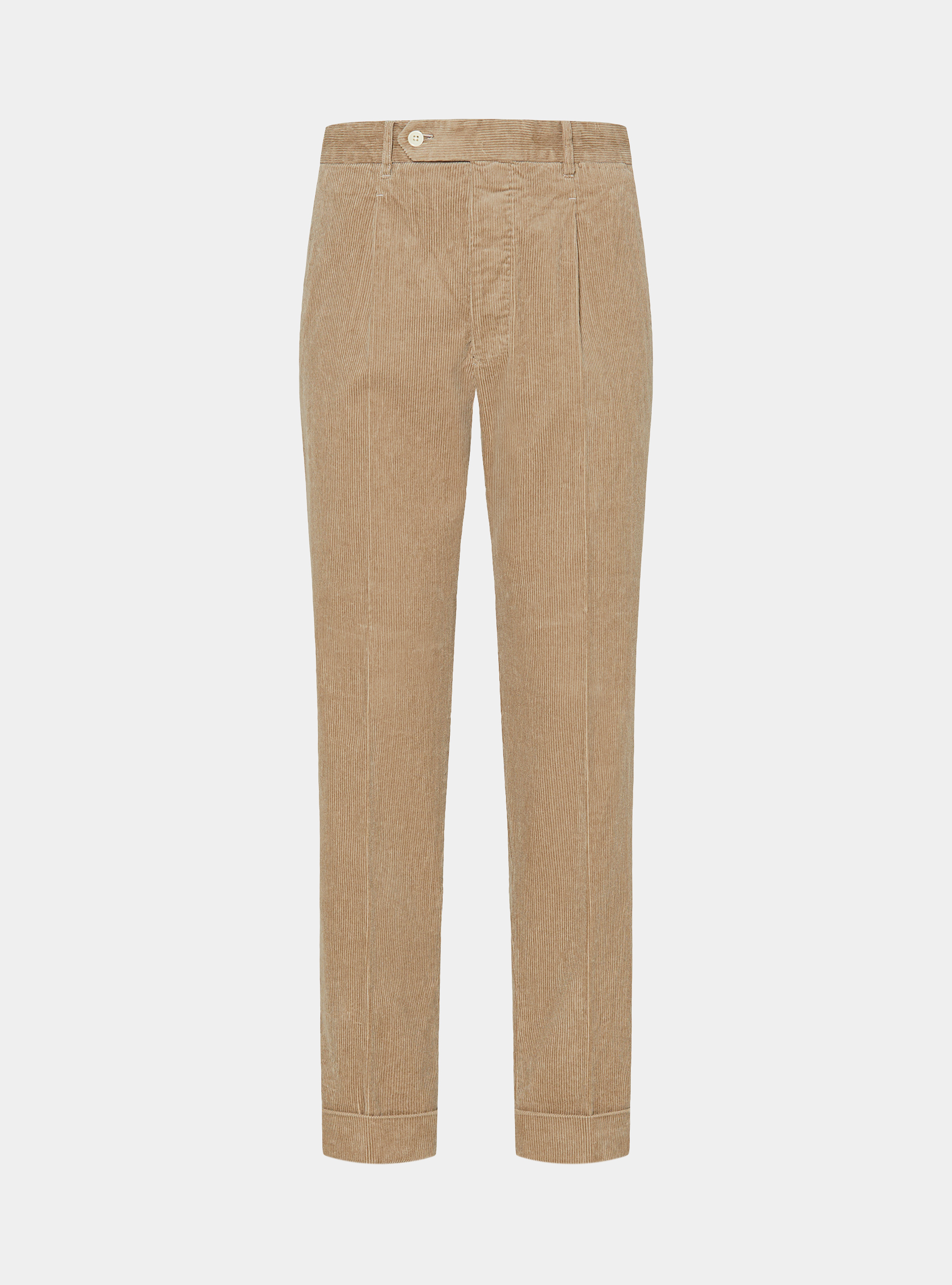 Pantaloni in velluto con pince e cinturino elastico, SABBIA