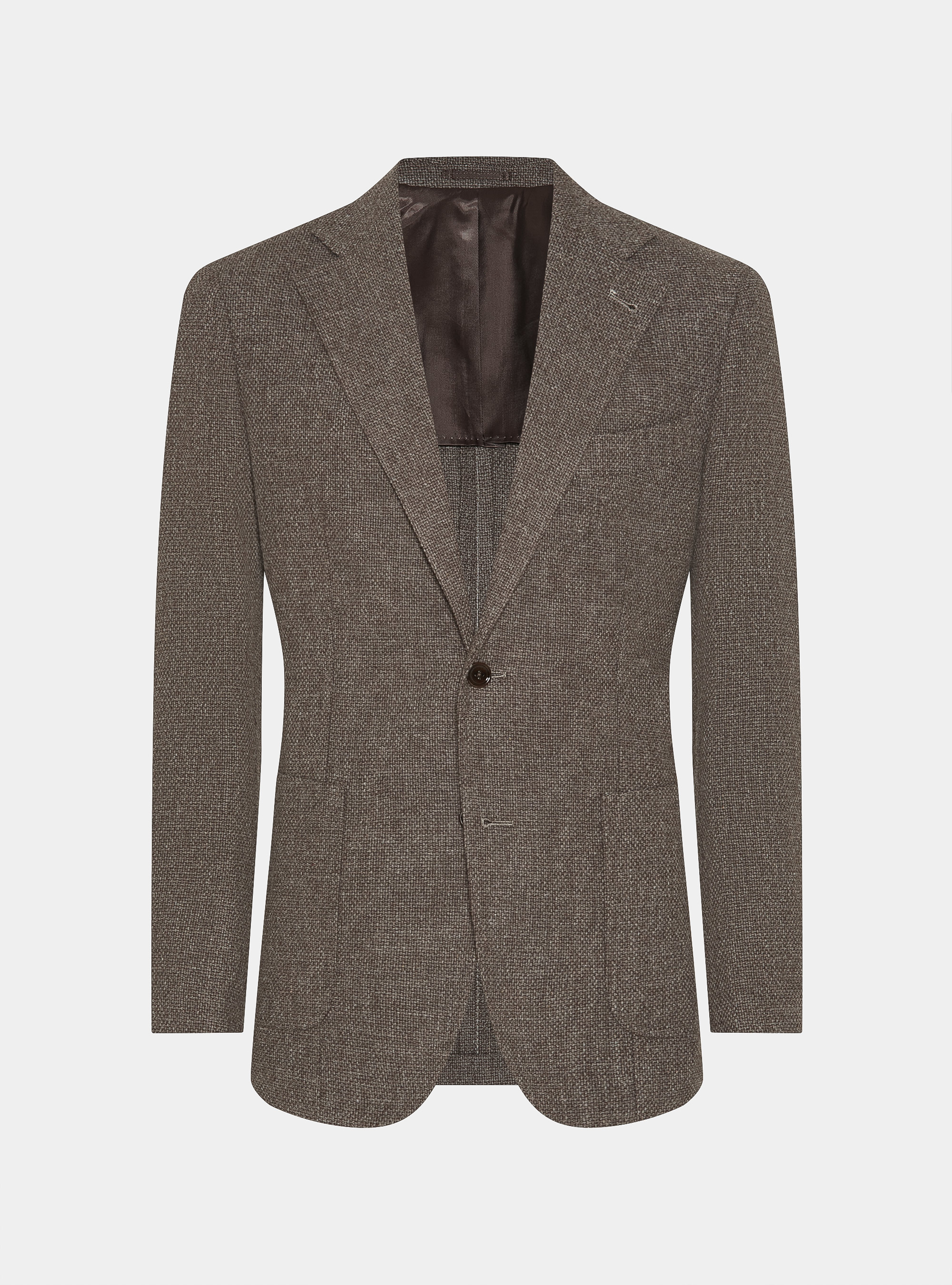 Giacca hopsack in lana cotone e cashmere, FANGO