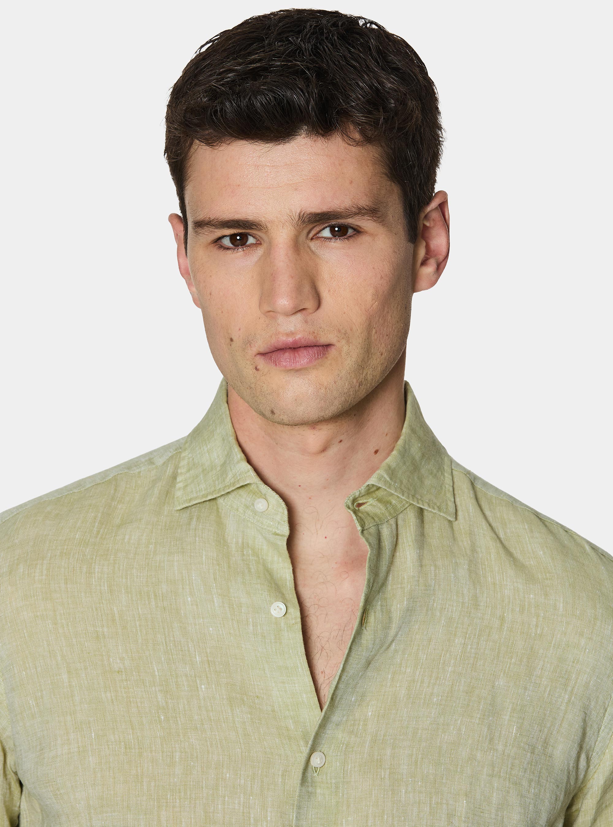 Camicia in puro lino, VERDE PISTACCHIO 0616C