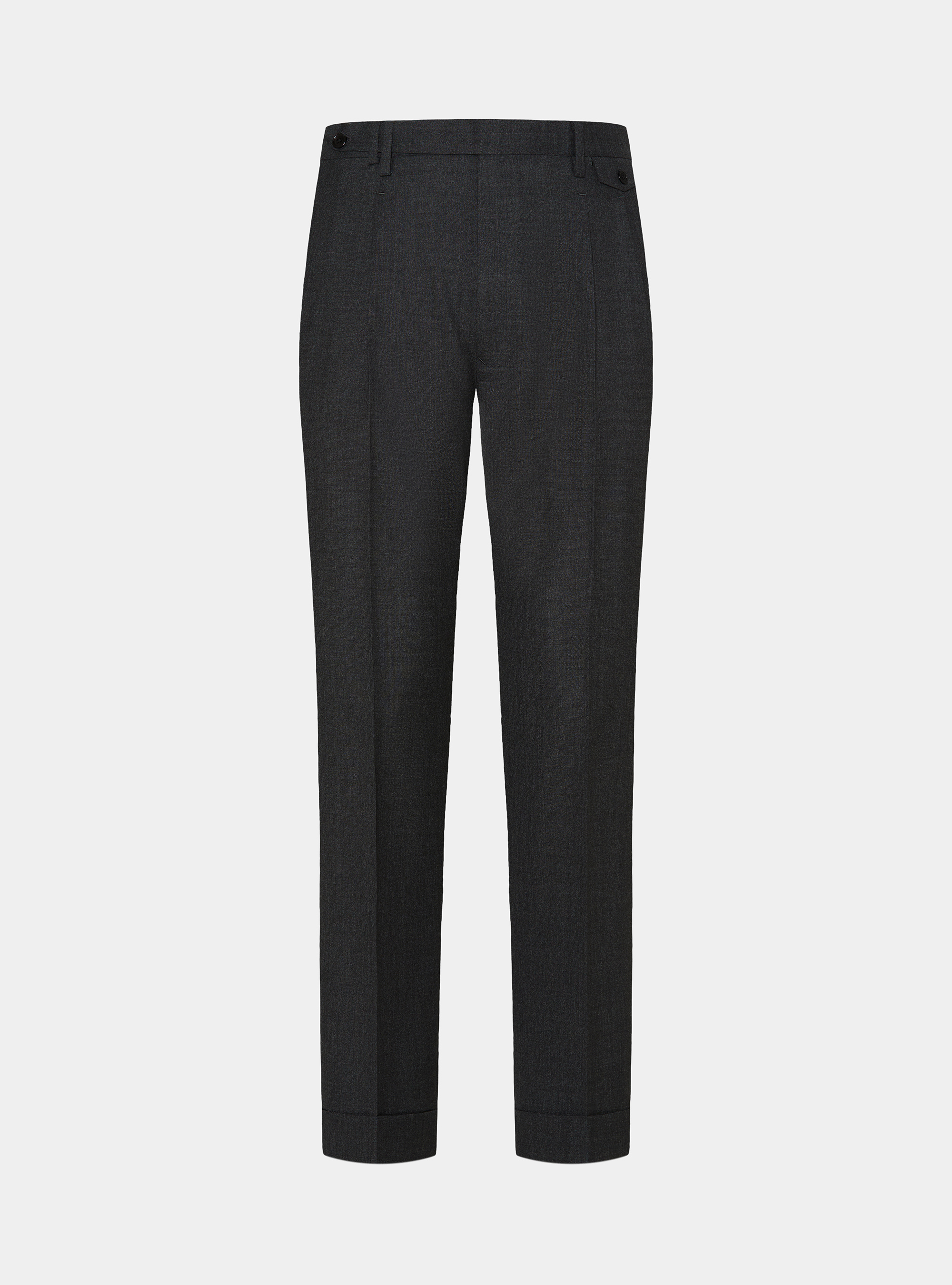 Pantaloni doppia pince in pura lana Vitale Barberis Canonico, ASFALTO