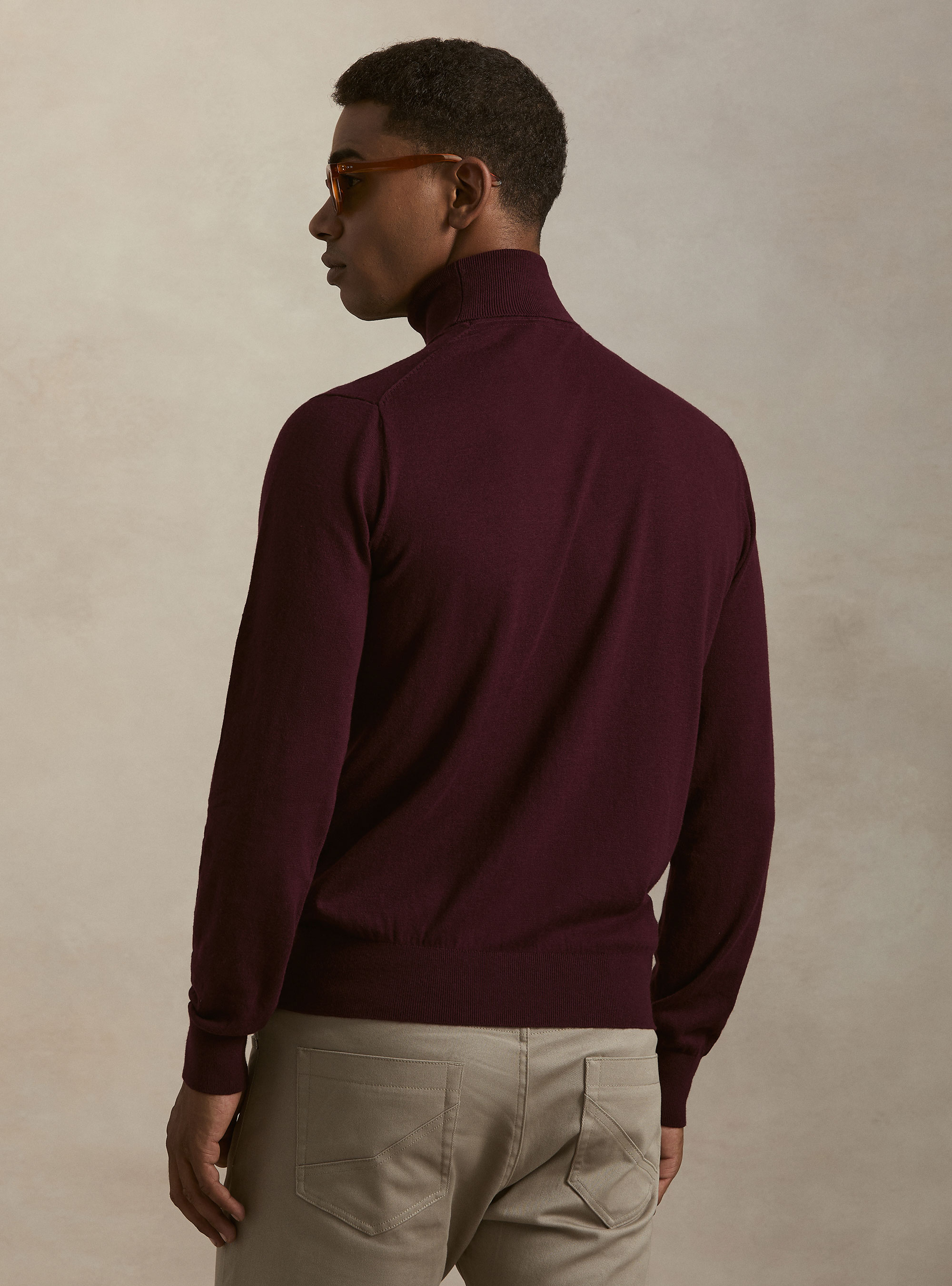 Dolcevita in cotone e cashmere, BORDEAUX