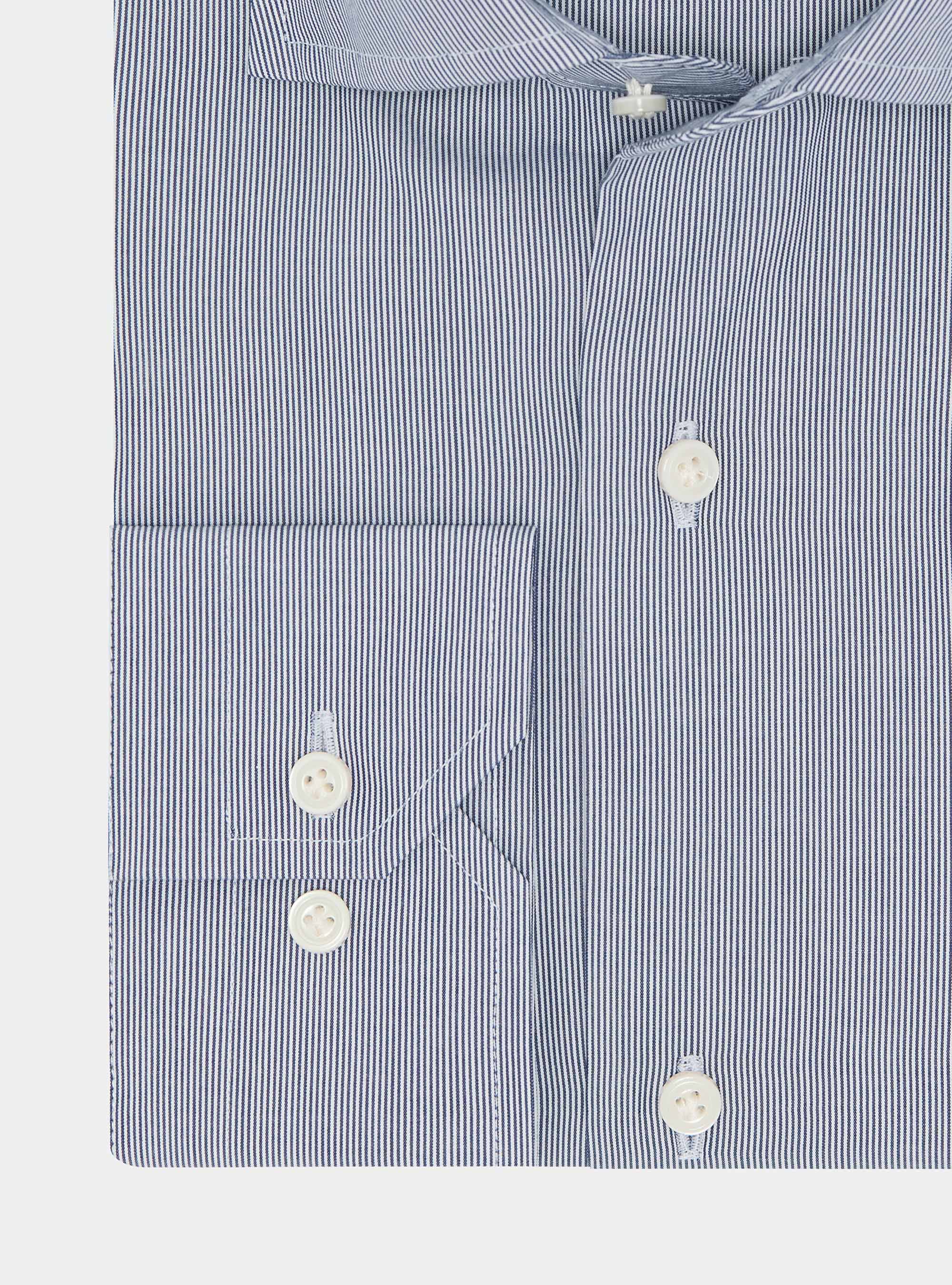 Camicia in popeline di cotone millerighe, BLU NAVY