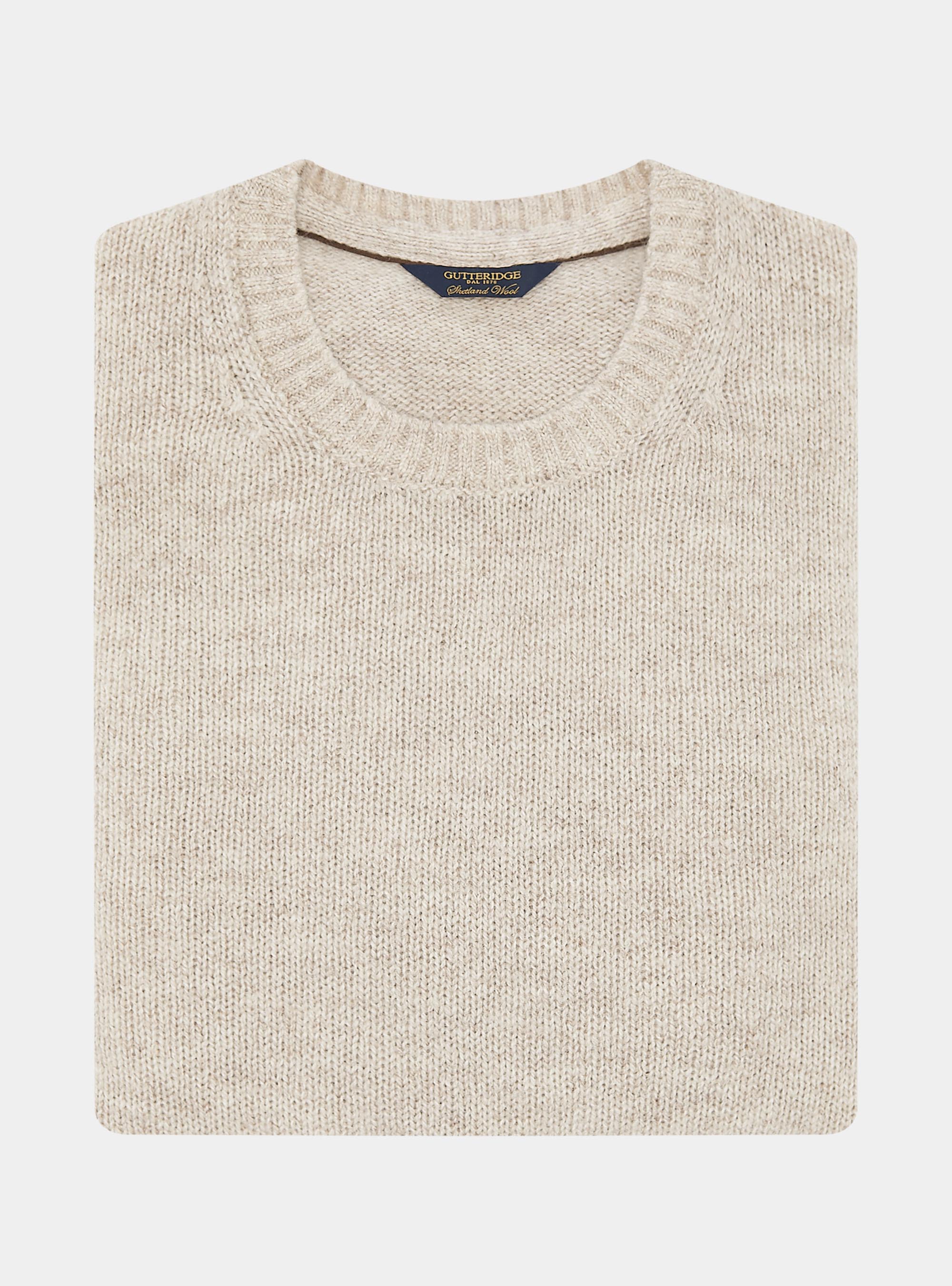 Maglia girocollo in pura lana shetland, ECRU