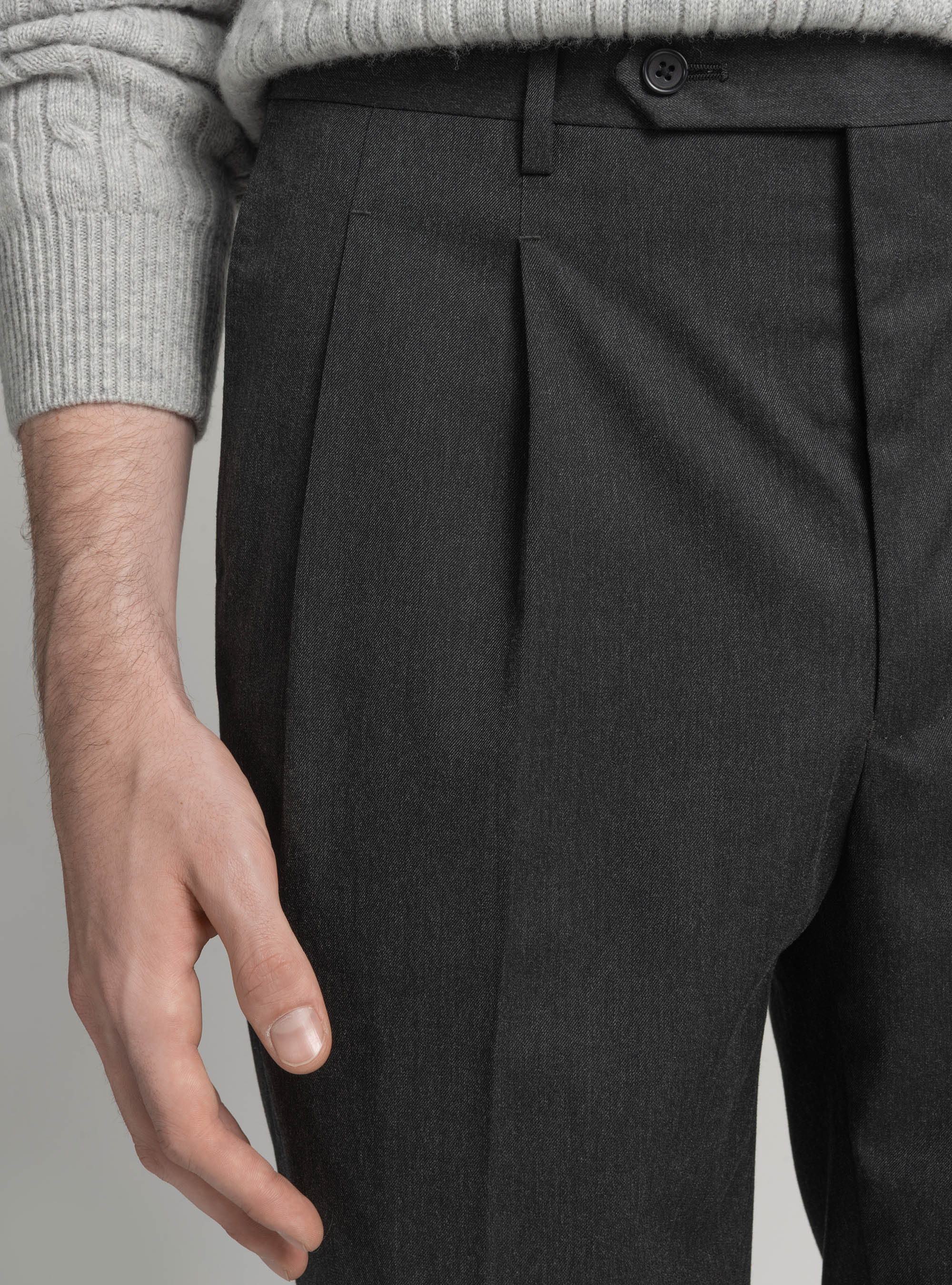 Pantaloni classici con pince, ASFALTO