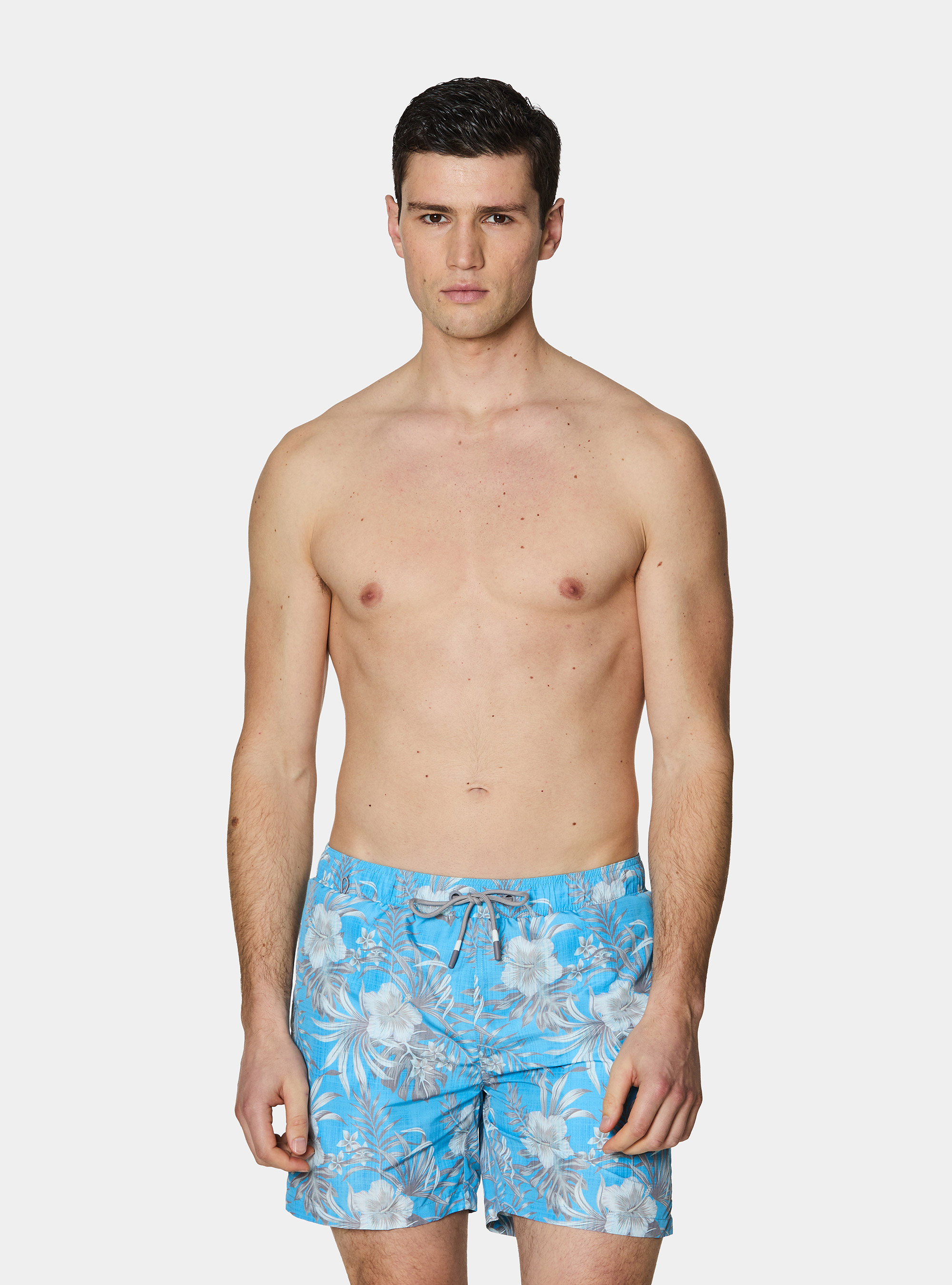 Costume da bagno stampa fiori, AZZURRO