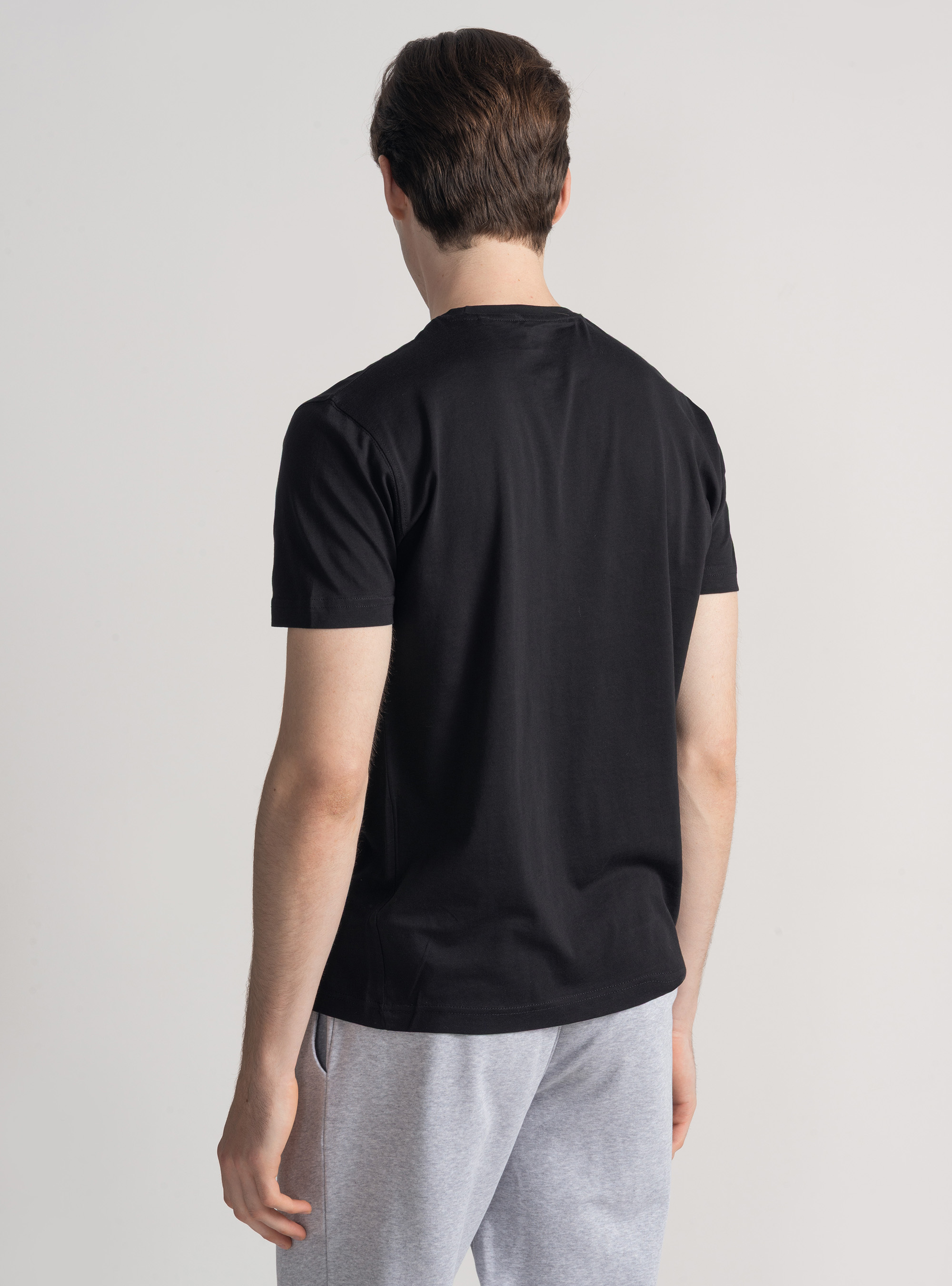 T-shirt mezza manica in cotone Supima, NERO
