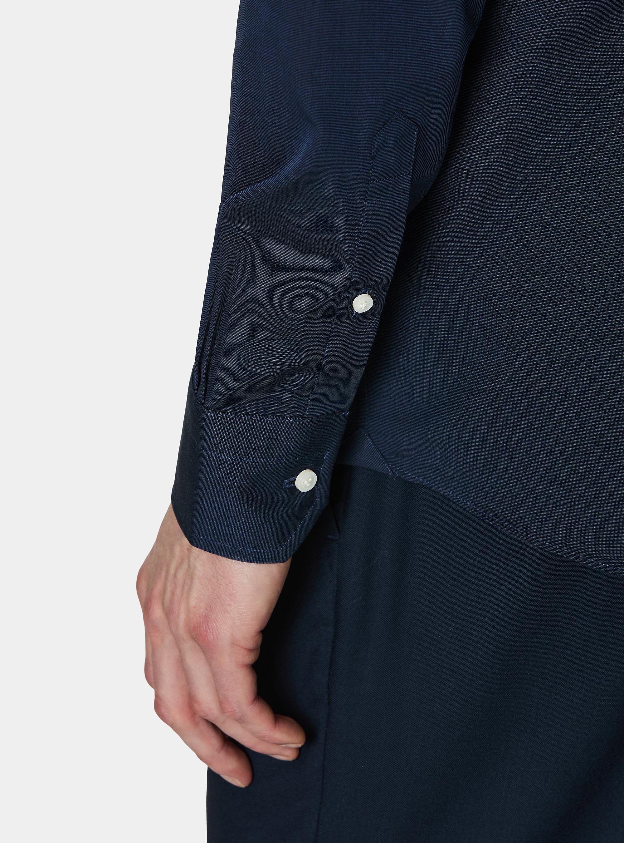 Camicia in cotone fil a fil, BLU NAVY