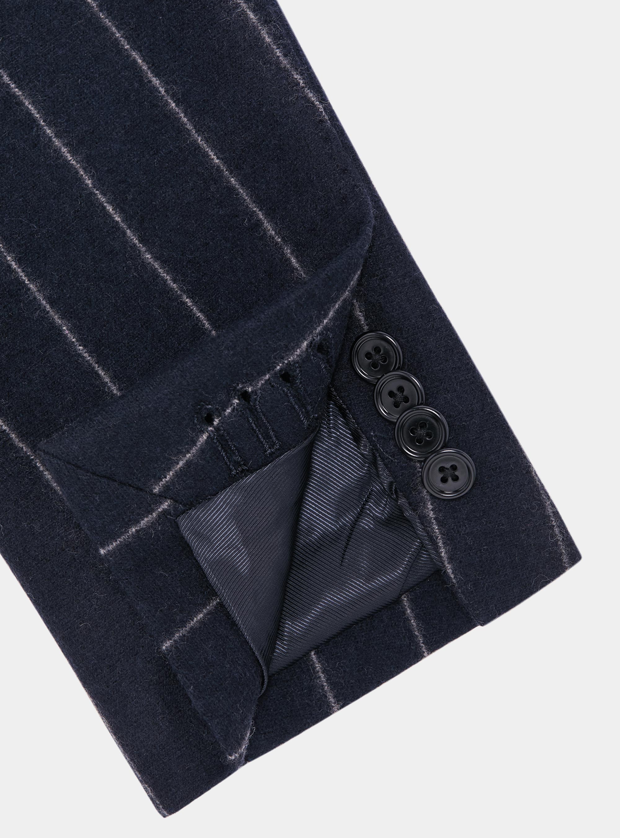 Giacca per abito doppiopetto in jersey gessato, BLU NAVY