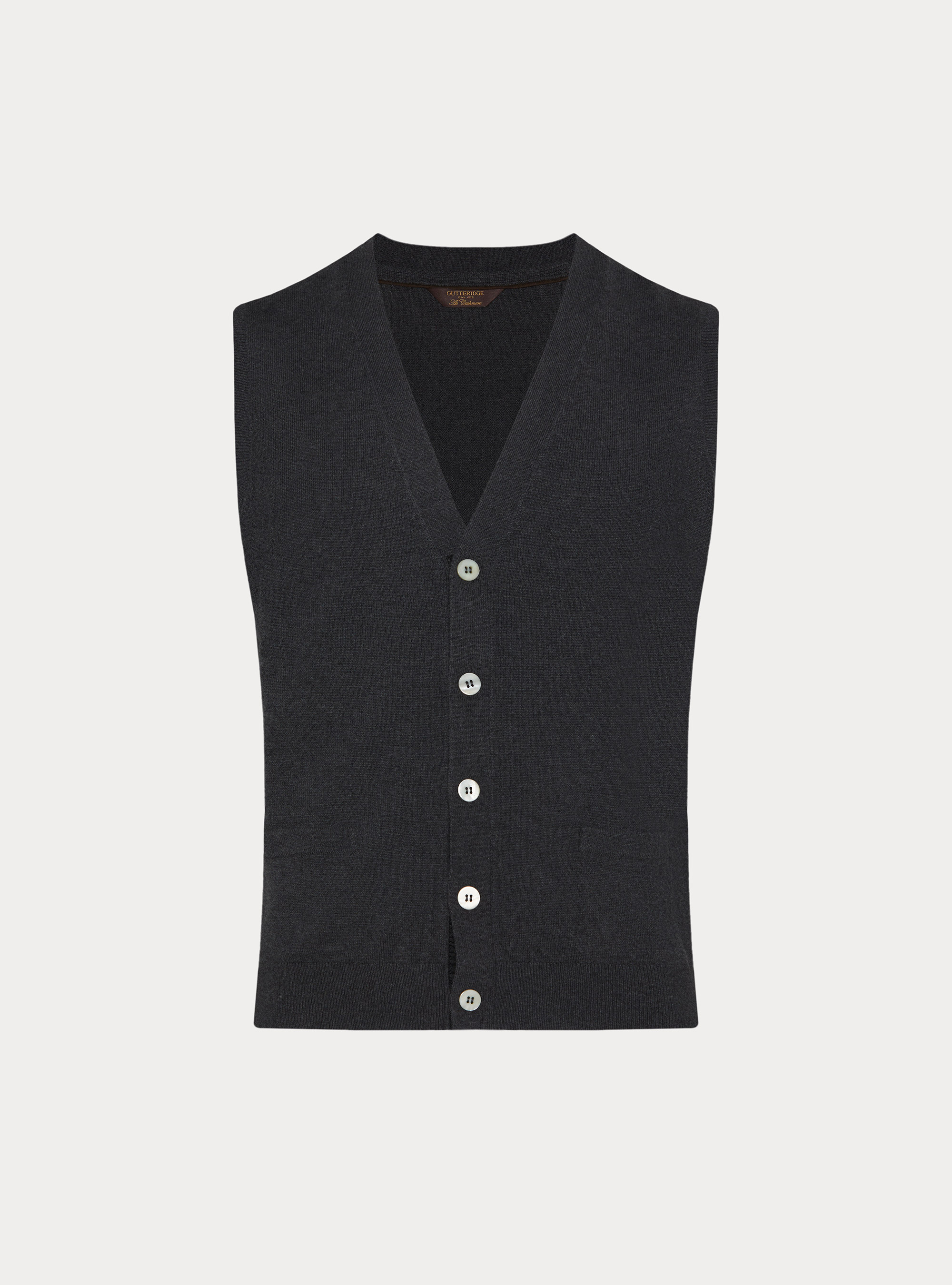 Gilet in maglia in lambswool e cashmere, ASFALTO