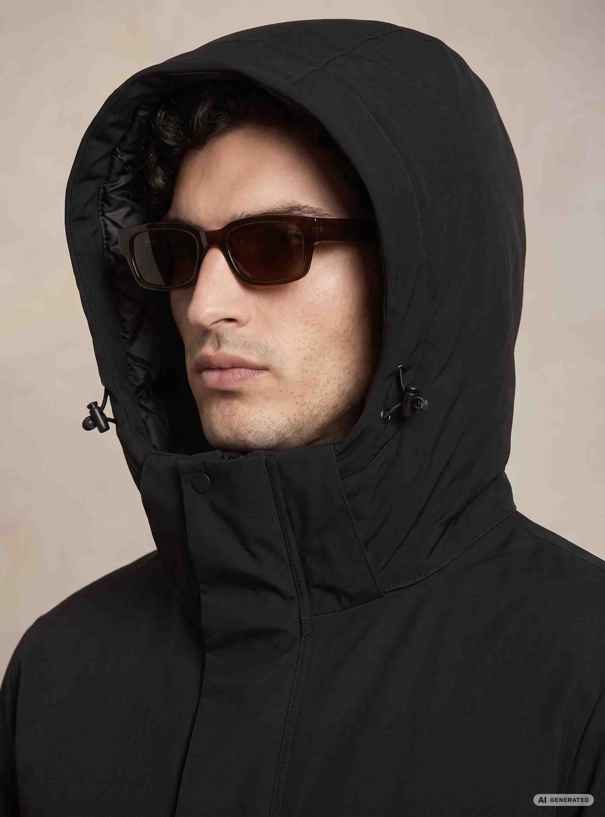 Giacca da sci con cappuccio, NERO