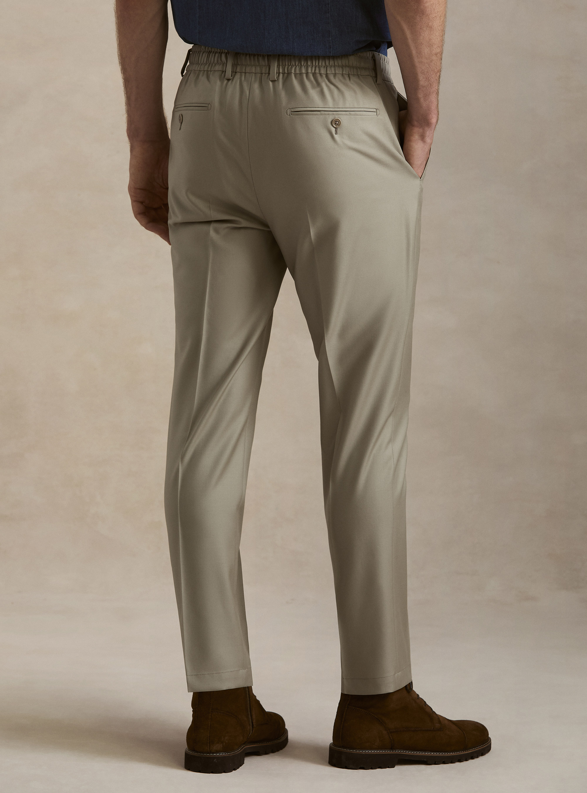 Pantaloni con coulisse in lana Vitale Barberis Canonico, SABBIA 0591C