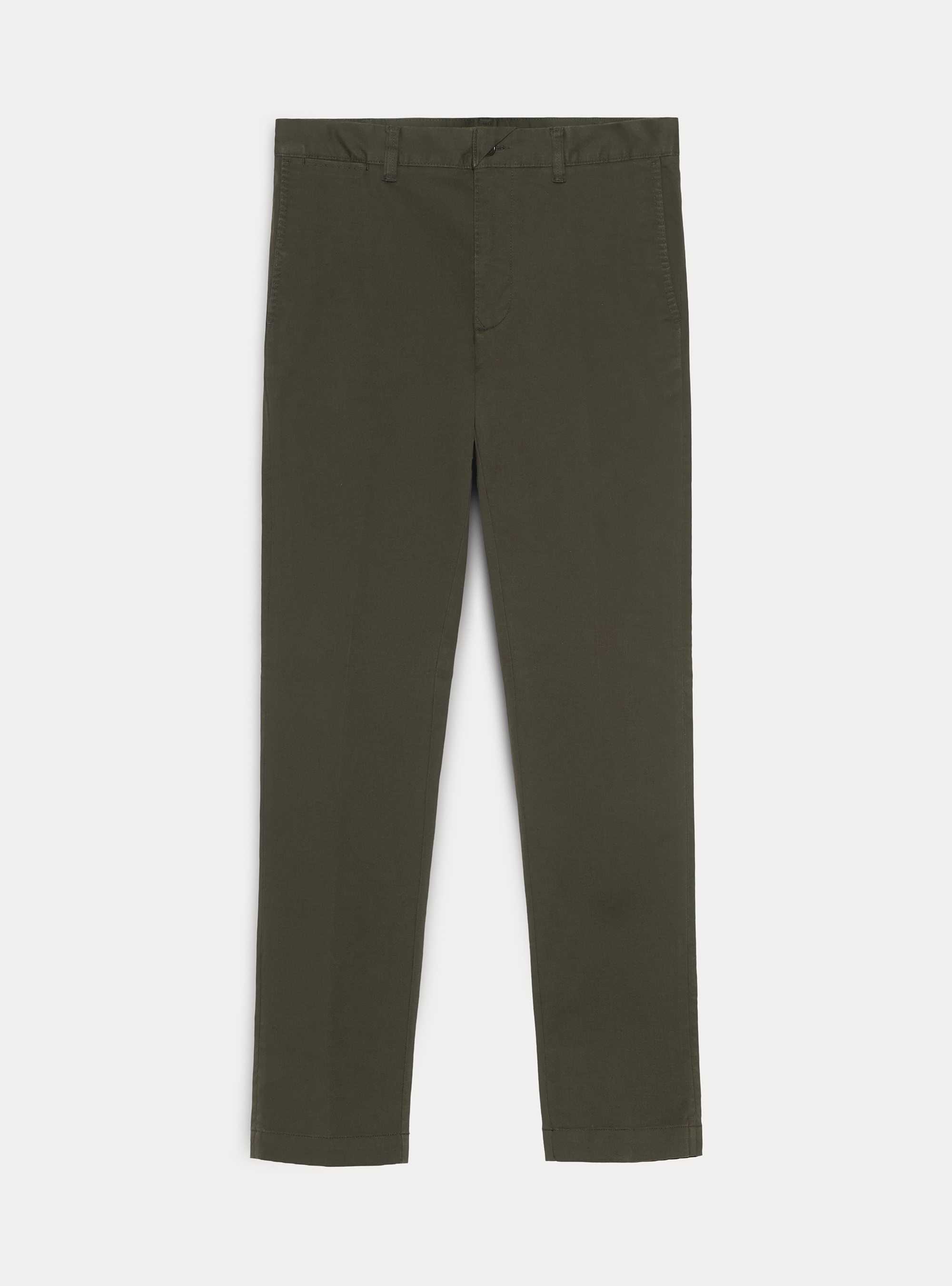 Pantaloni chino slim fit in twill stretch, VERDE