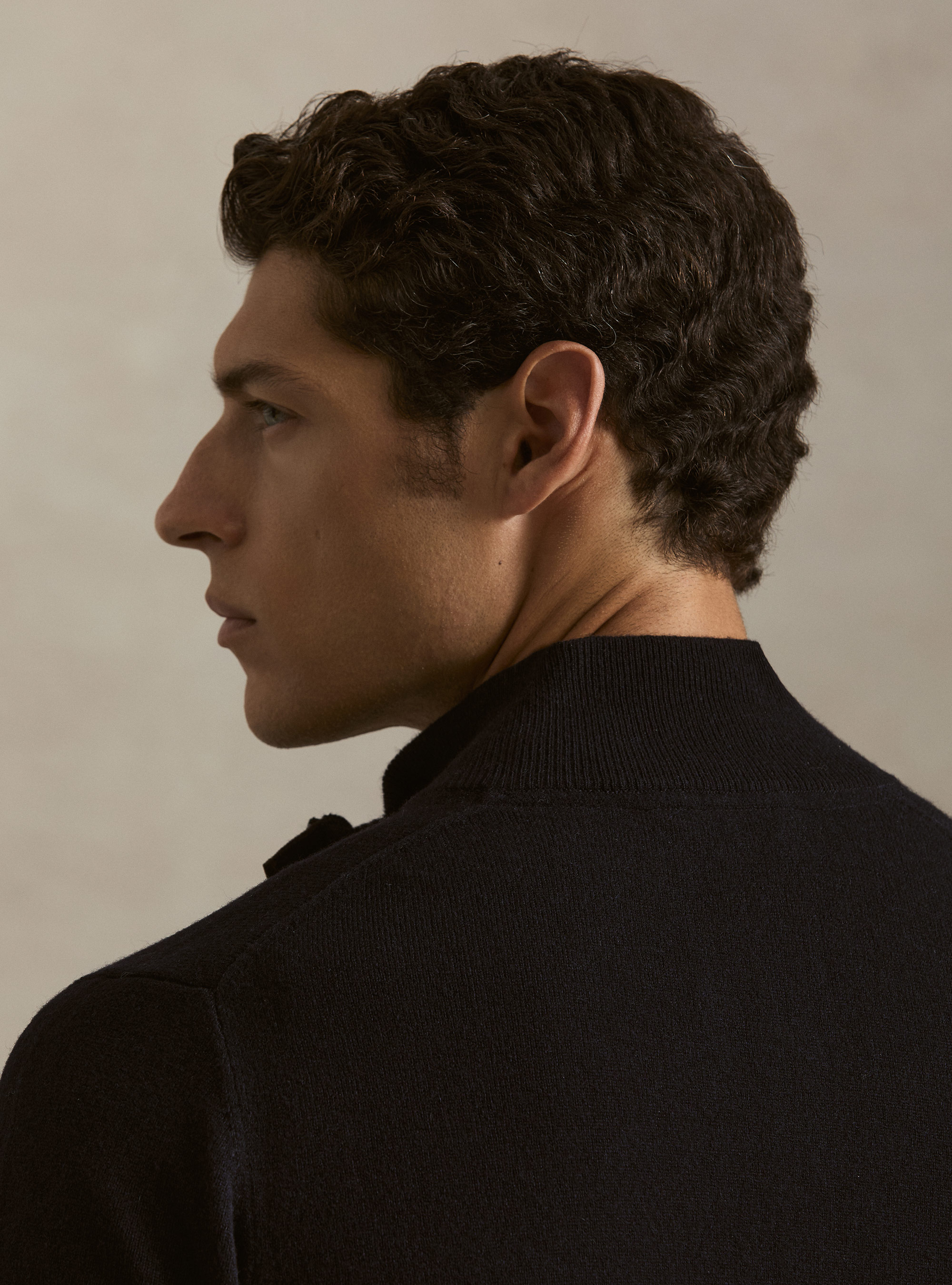 Cardigan con zip in lana lambswool e cashmere, BLU NAVY
