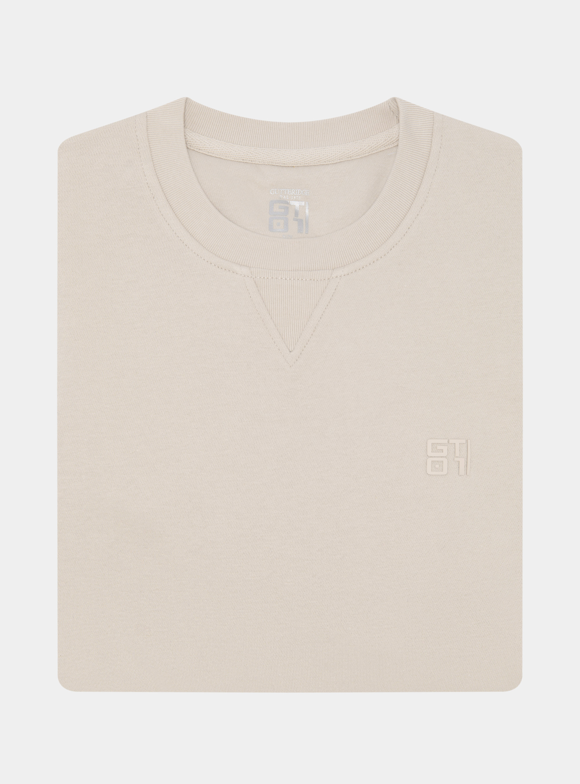 Felpa girocollo con logo gommato GT01, ECRU