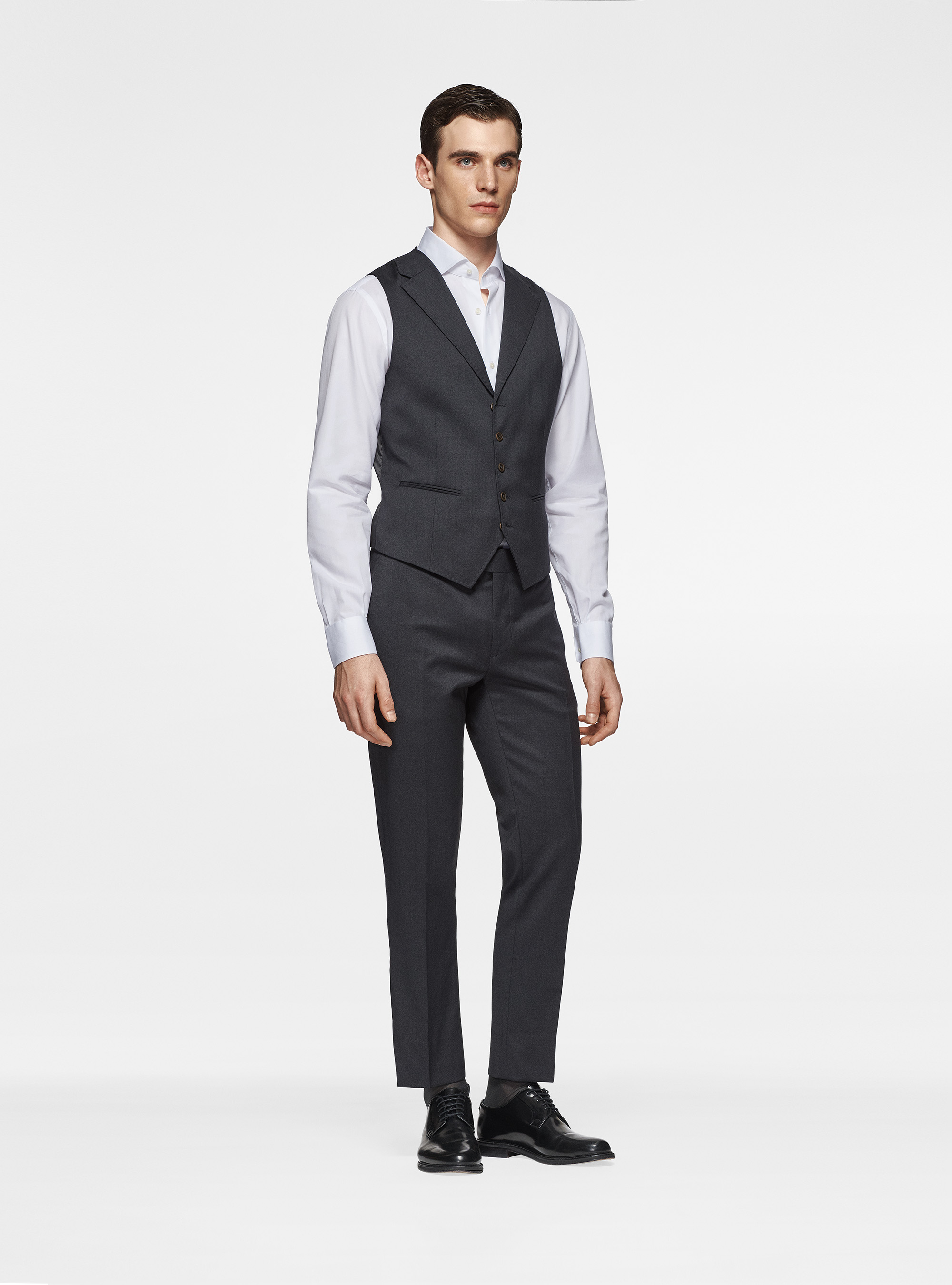 Gilet in lana superfine 110's Reda, ASFALTO