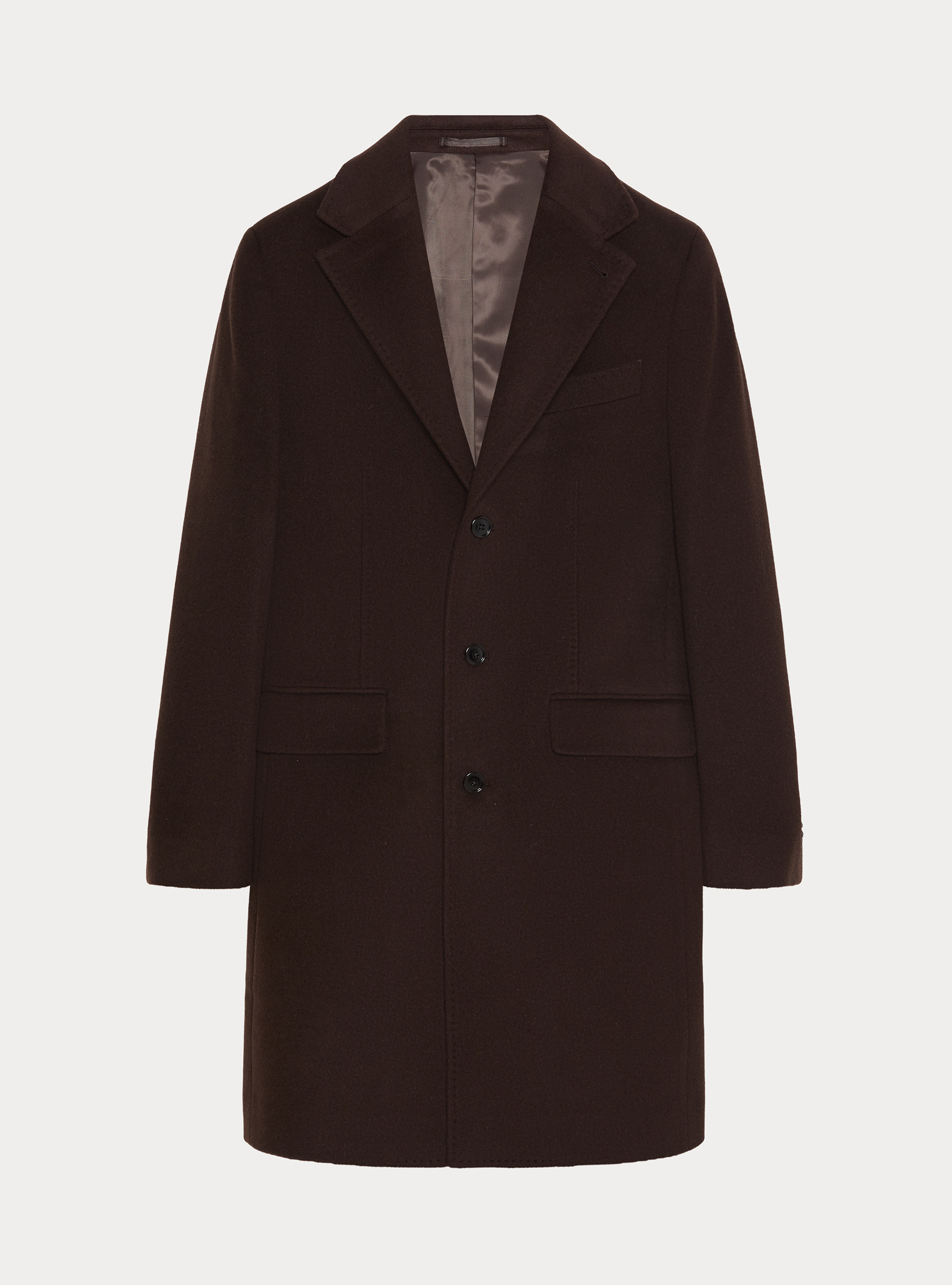 Cappotto monopetto in lana cashmere, MARRONE