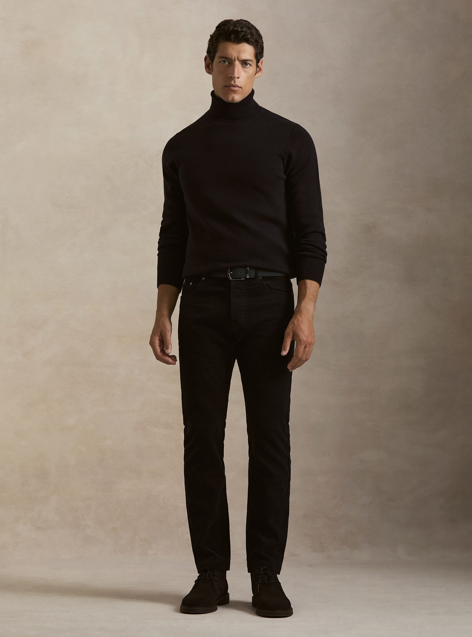 Collo alto in maglia di lana merino, BLU NAVY