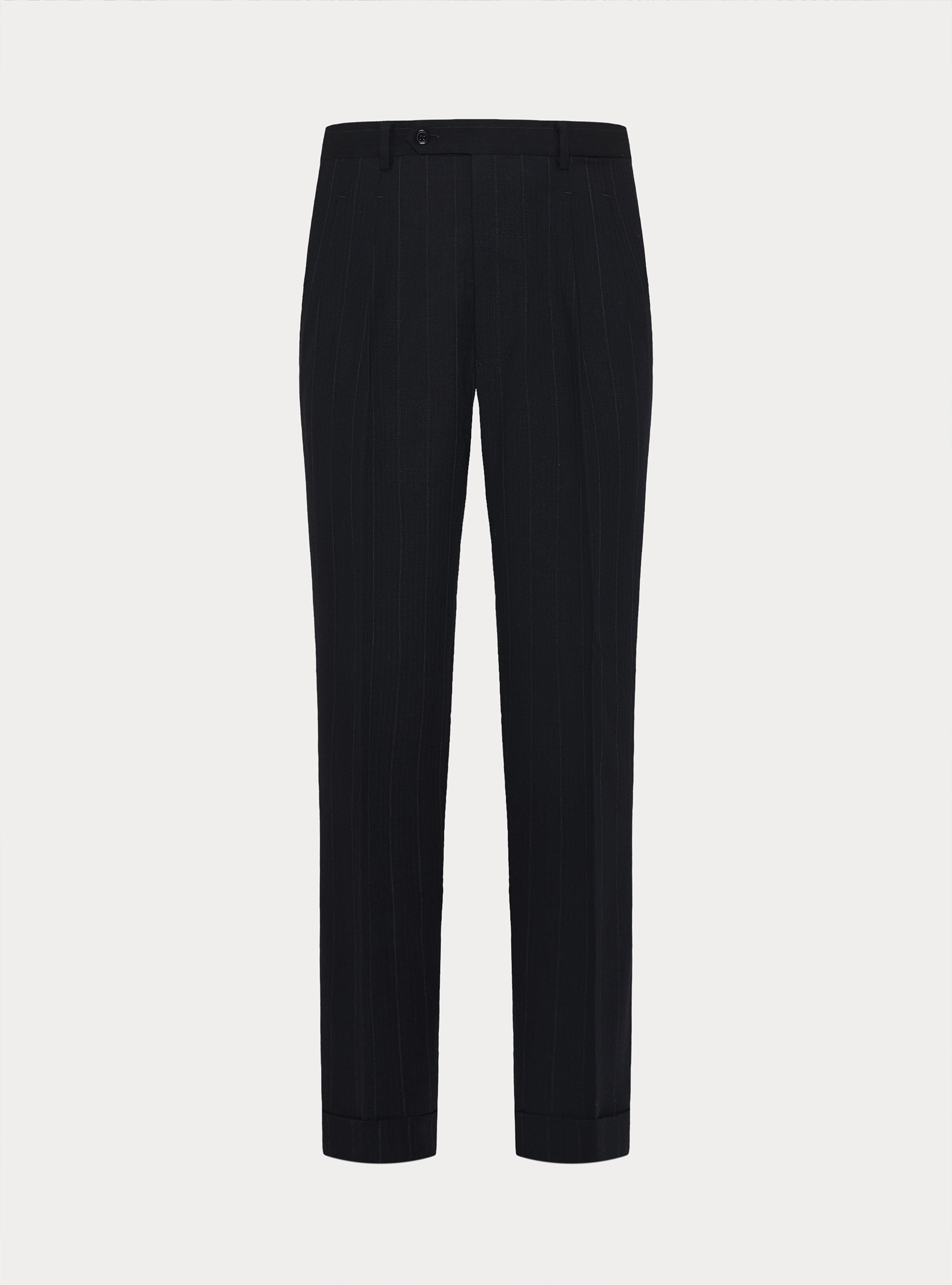 Pantaloni con pince in pura lana spigata, BLU NAVY