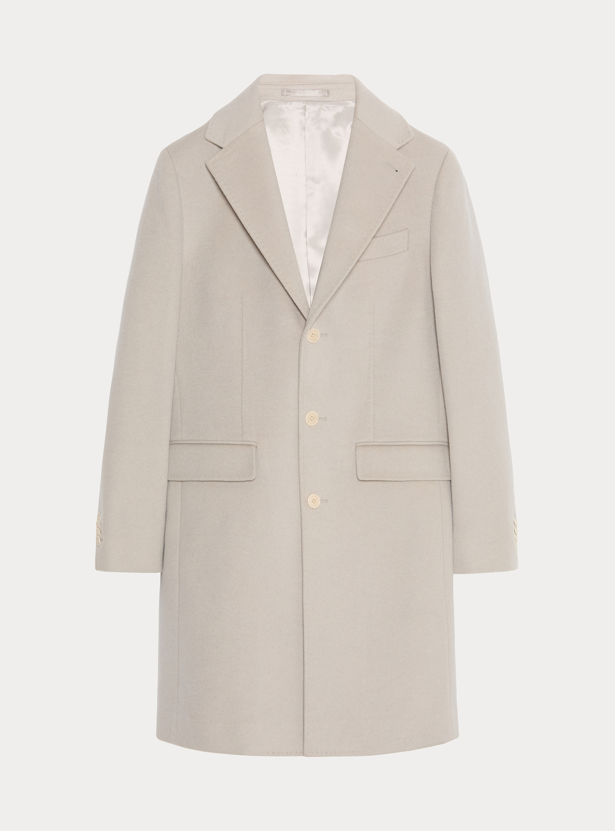 Cappotto monopetto in lana cashmere, ECRU 0536C