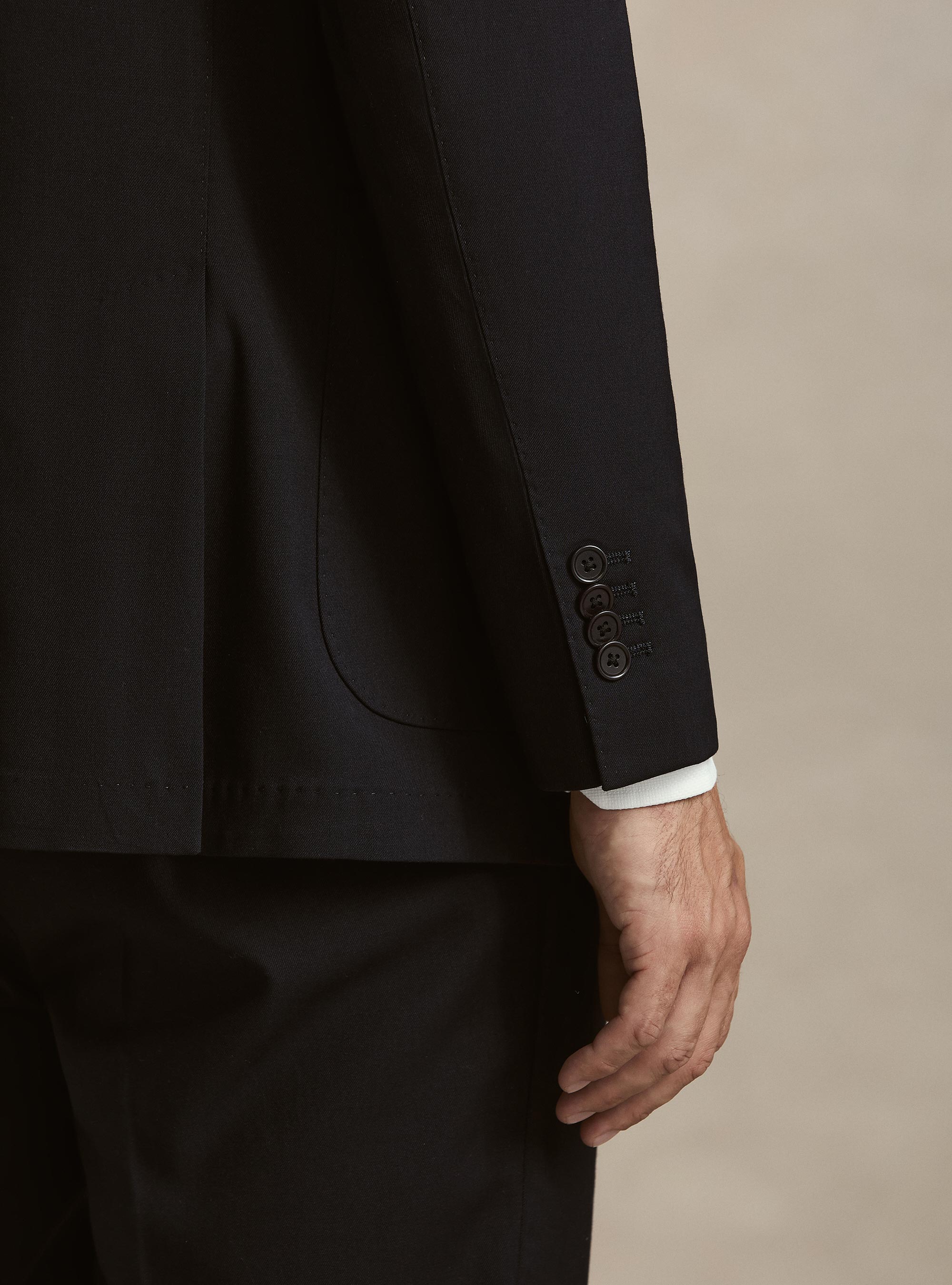 Giacca doppiopetto in tessuto stretch, BLU NAVY