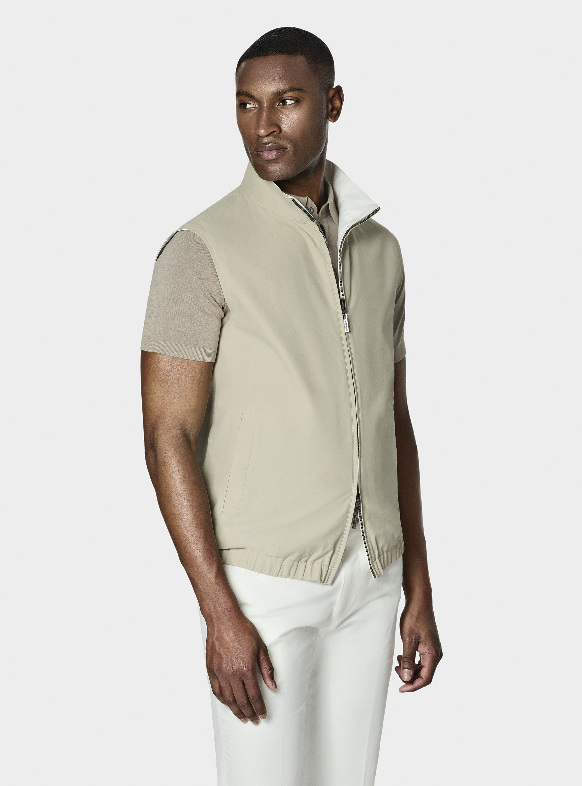 Smanicato reversibile in misto cotone, SABBIA