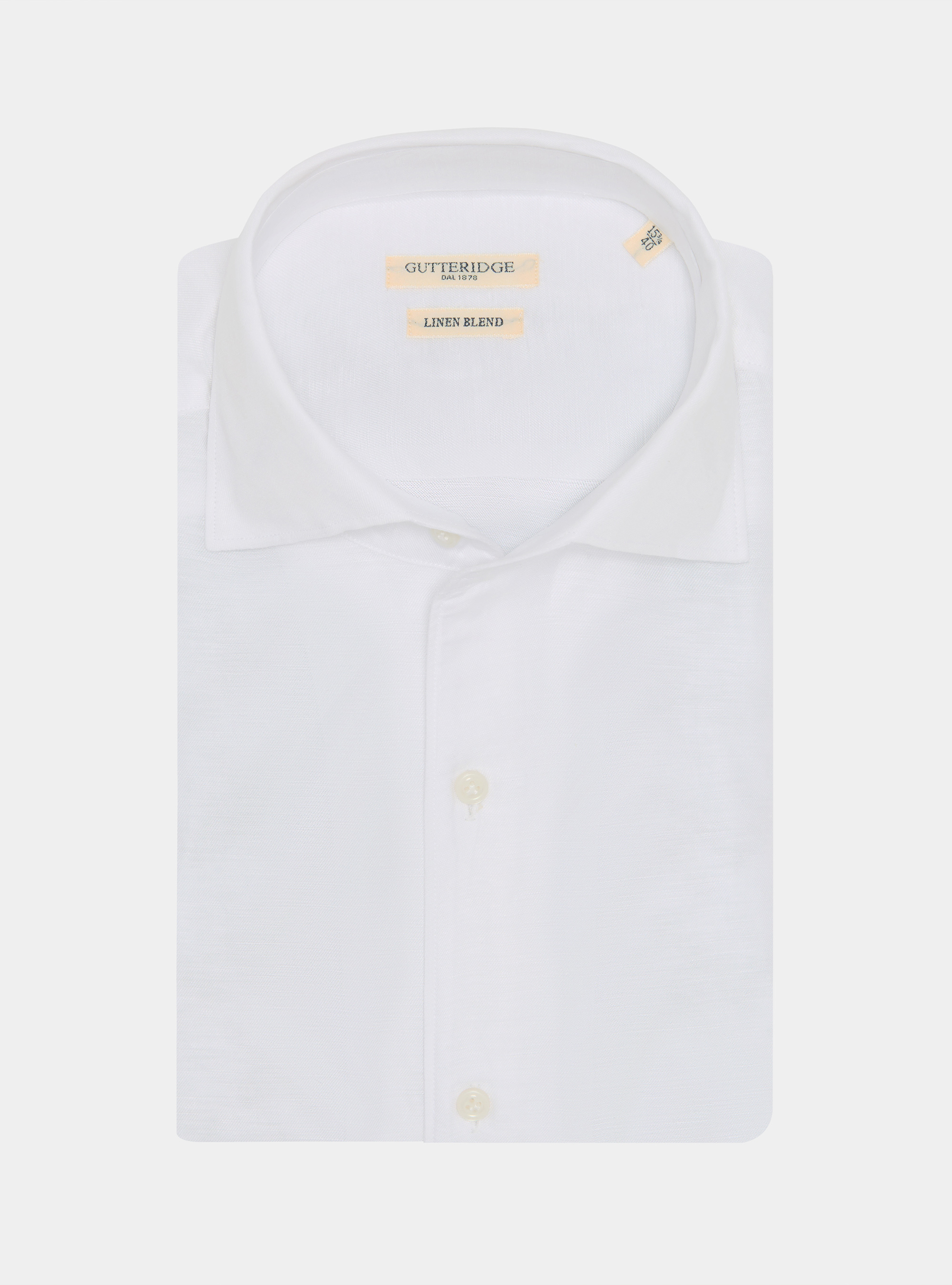 Camicia in misto lino con paramontura, BIANCO