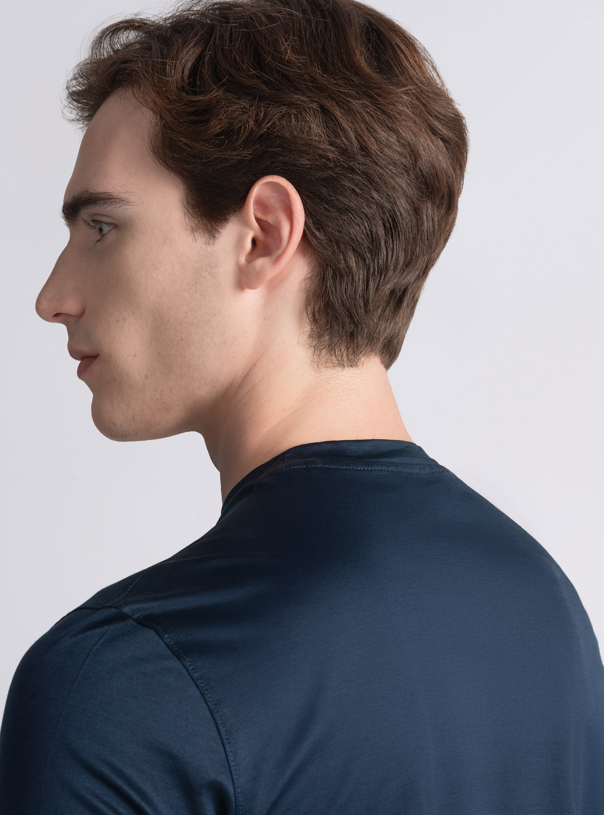 T-shirt mezza manica in filo di Scozia, BLU NAVY