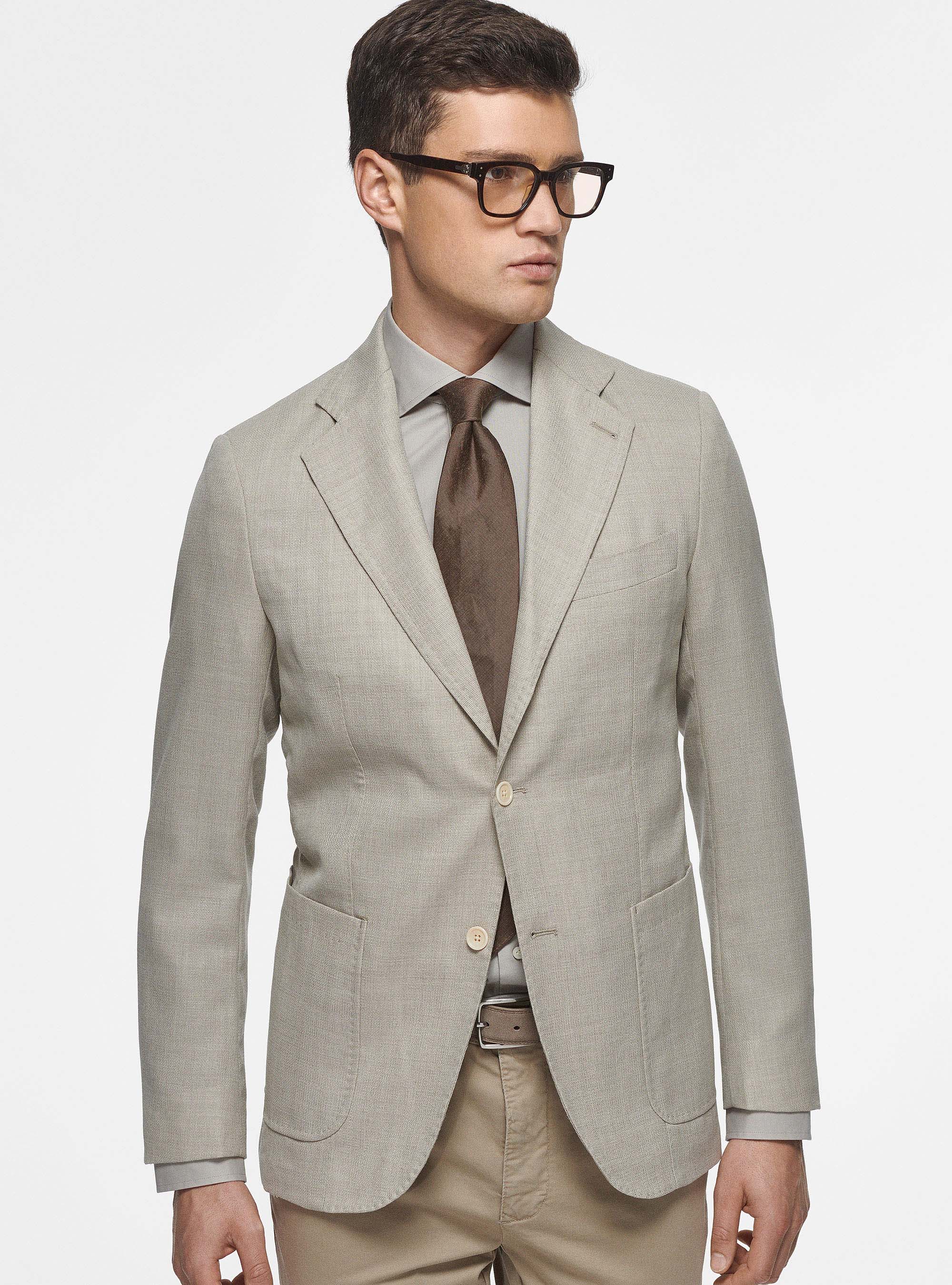 Giacca in lana micro texture, ECRU