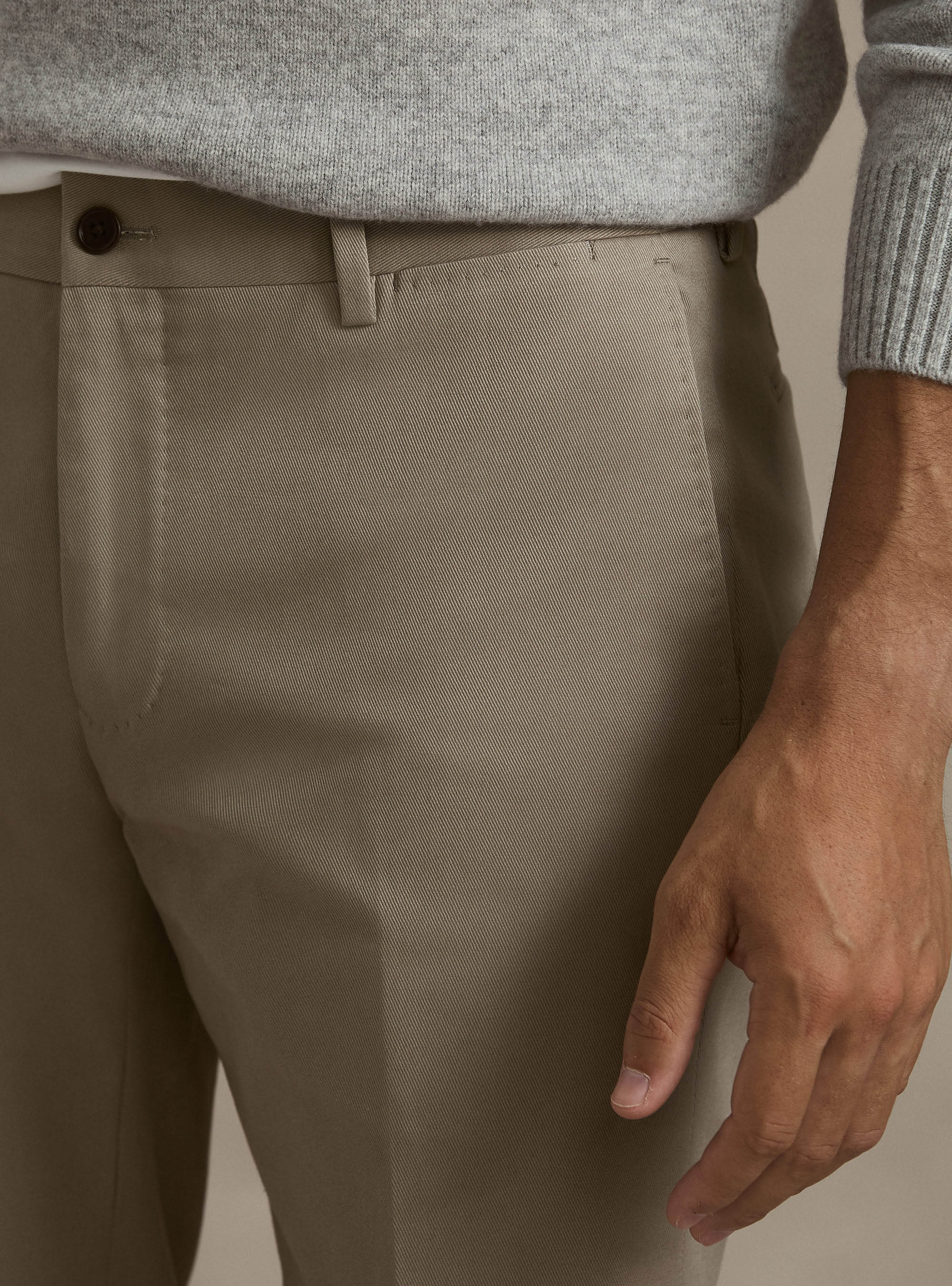 Pantaloni in cotone smerigliato, FANGO 0568C