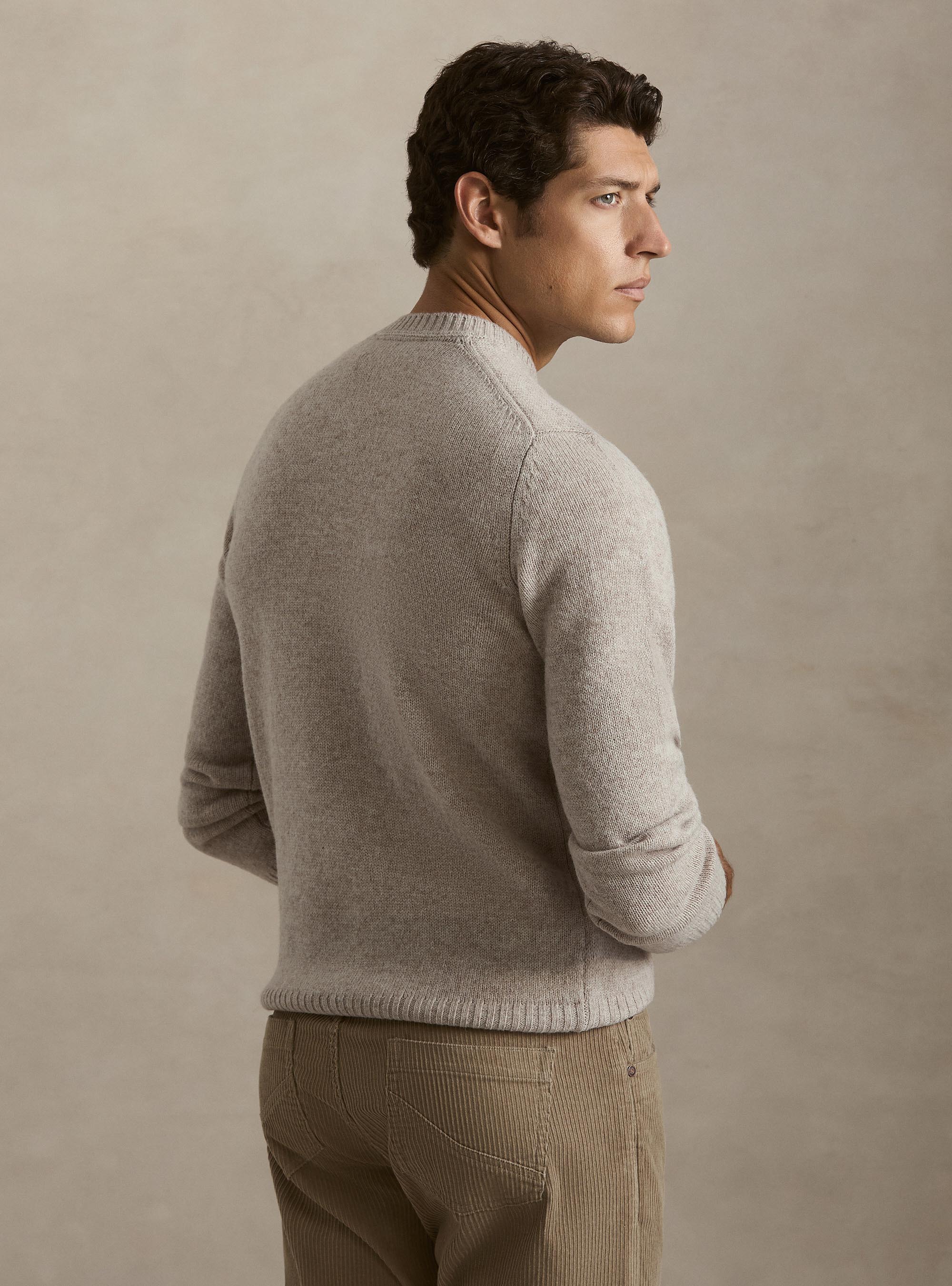 Maglia girocollo in pura lana shetland, ECRU