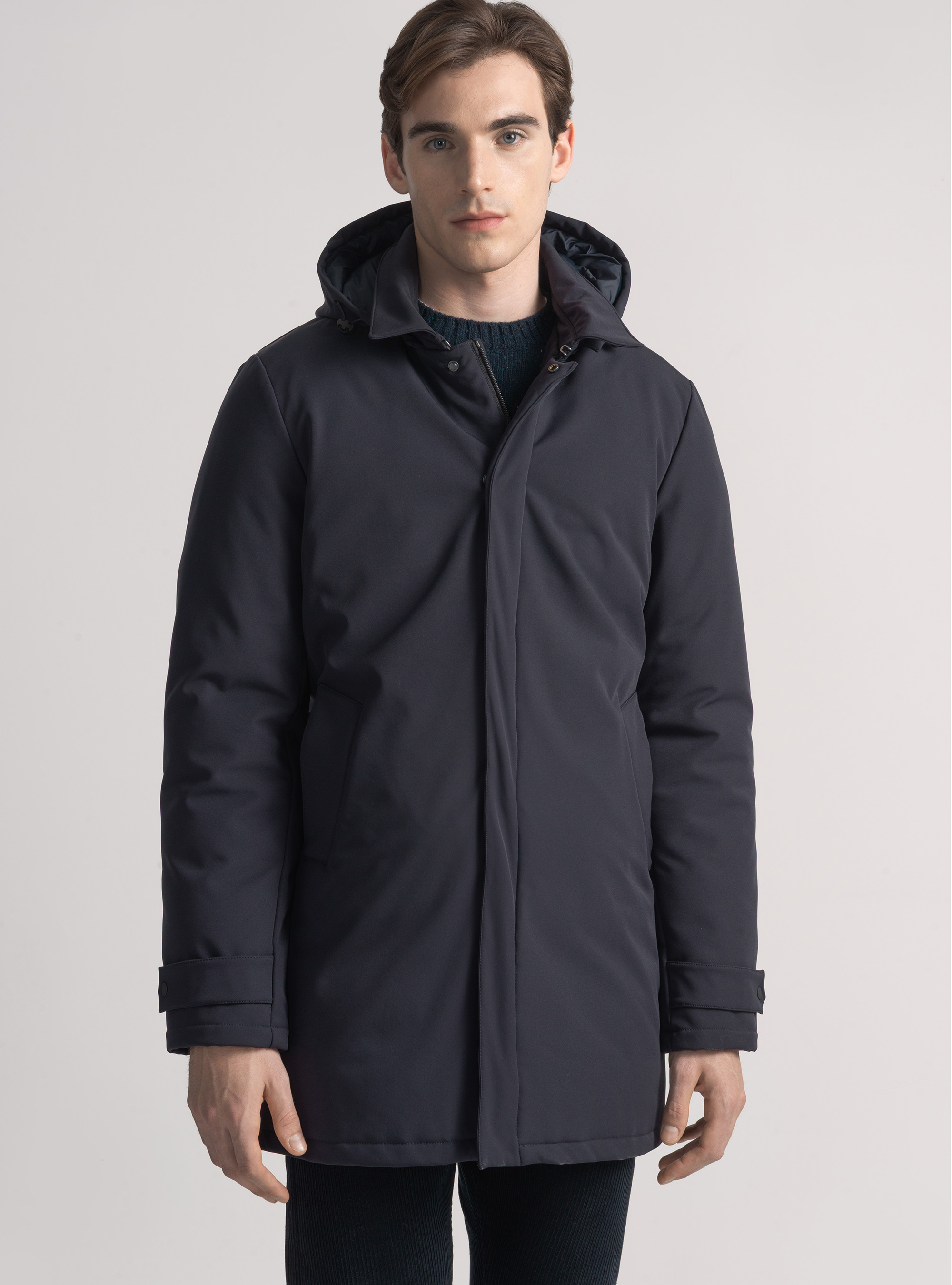 Parka tecnico con cappuccio, BLU NAVY