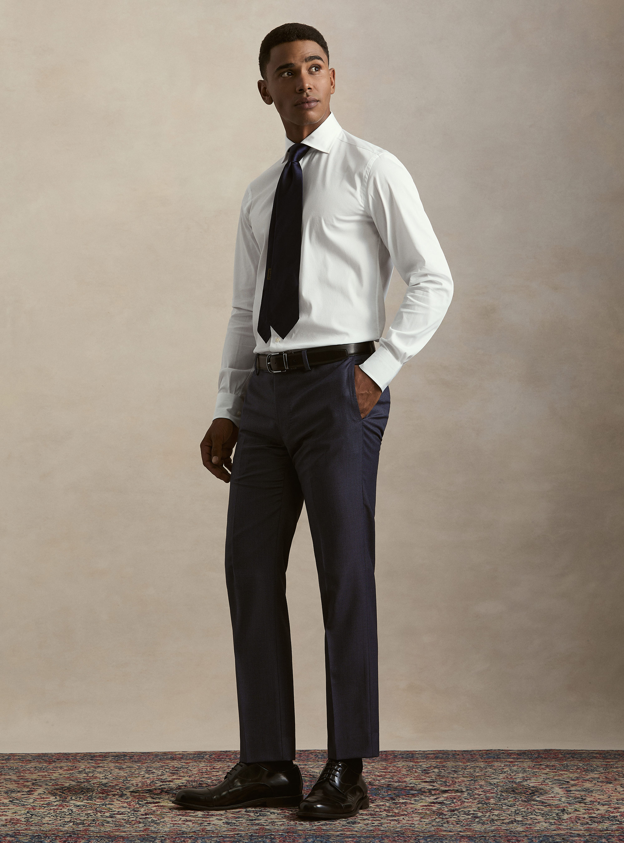 Camicia in piquet stretch, BIANCO