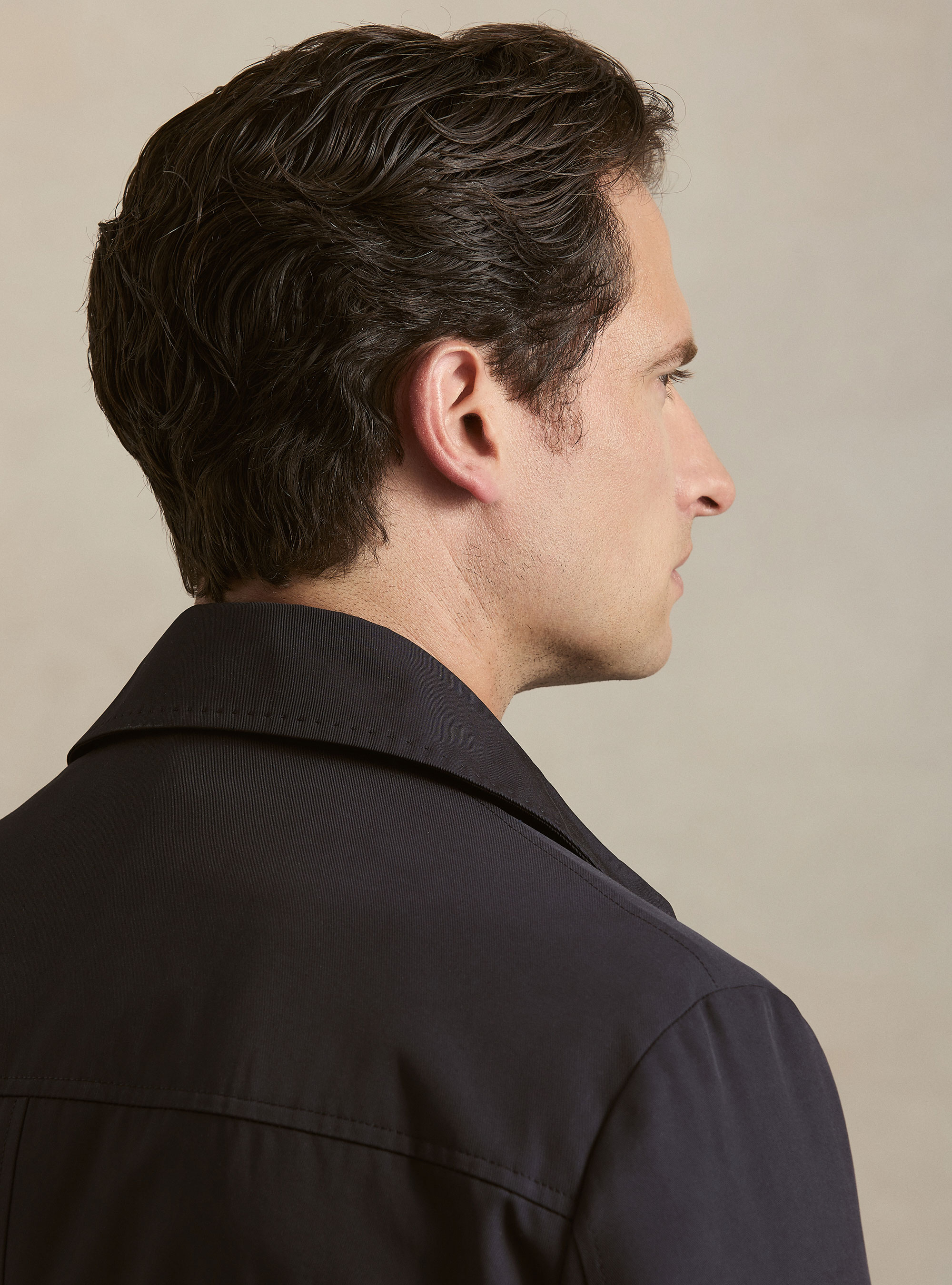 Trench doppiopetto in misto cotone, BLU NAVY
